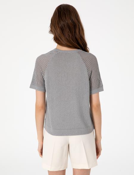 Gri Regular Fit Triko Tişört - 50306873013