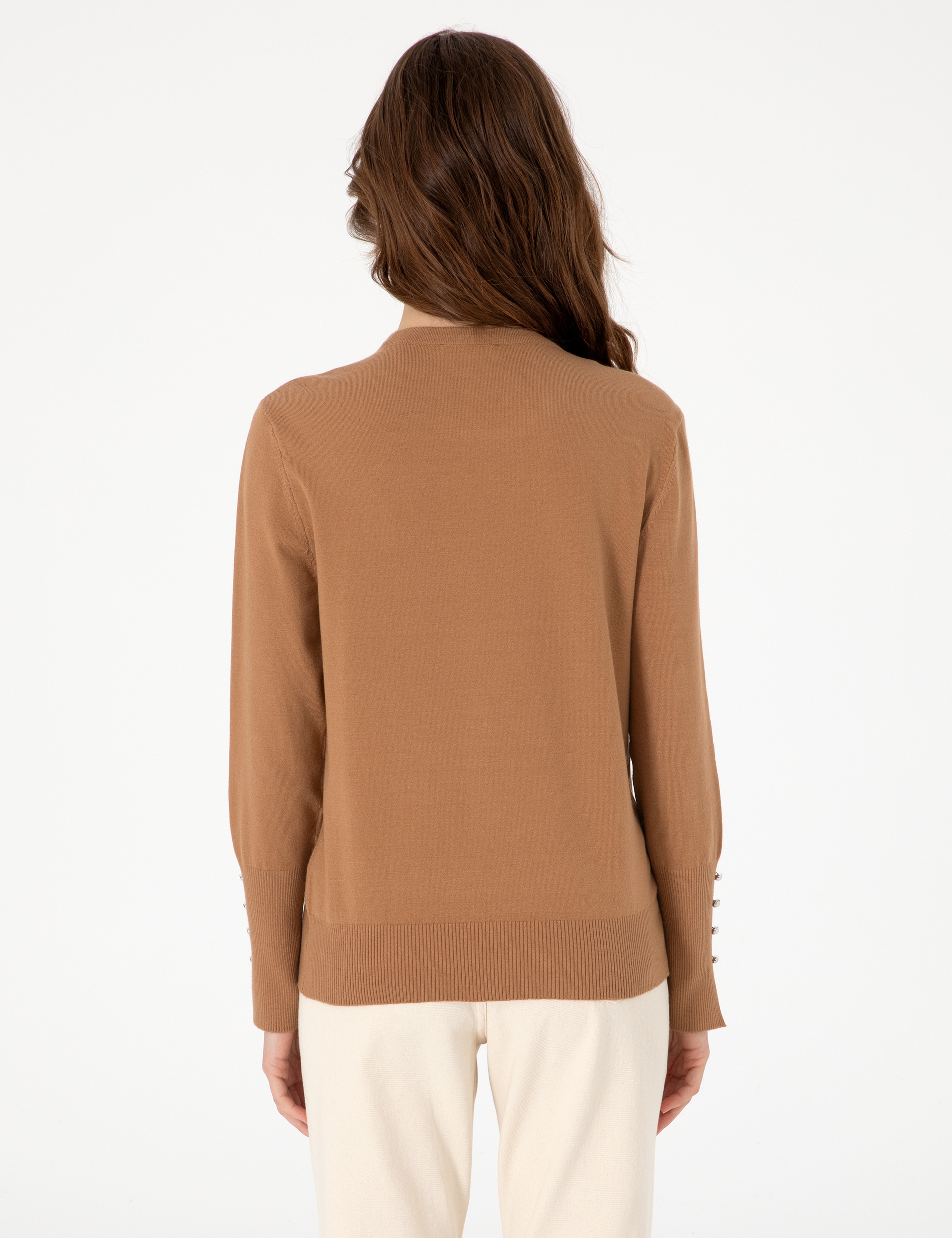 Camel Slim Fit Bisiklet Yaka Basic Kazak