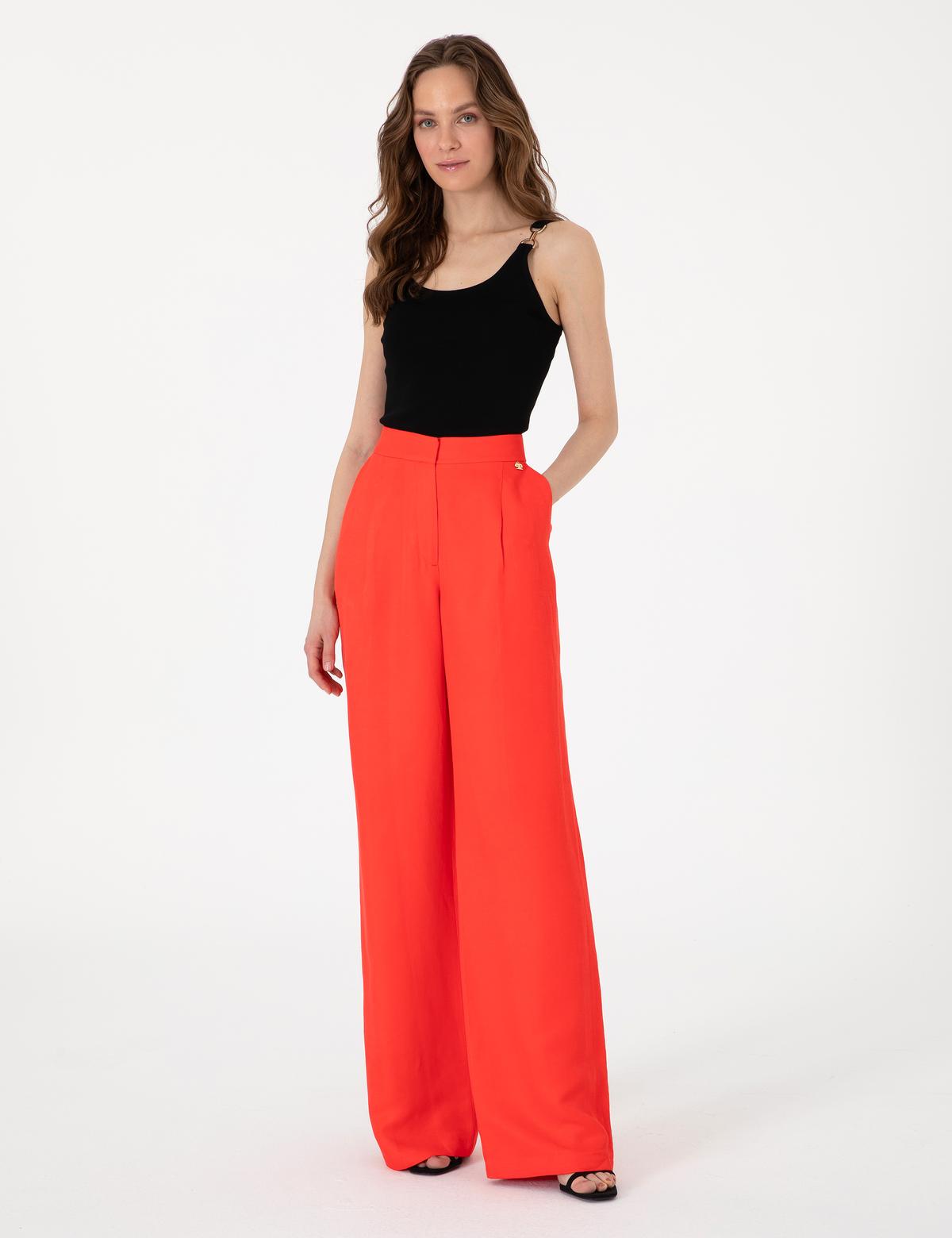 Nar Çiçeği Kumaş Pantolon