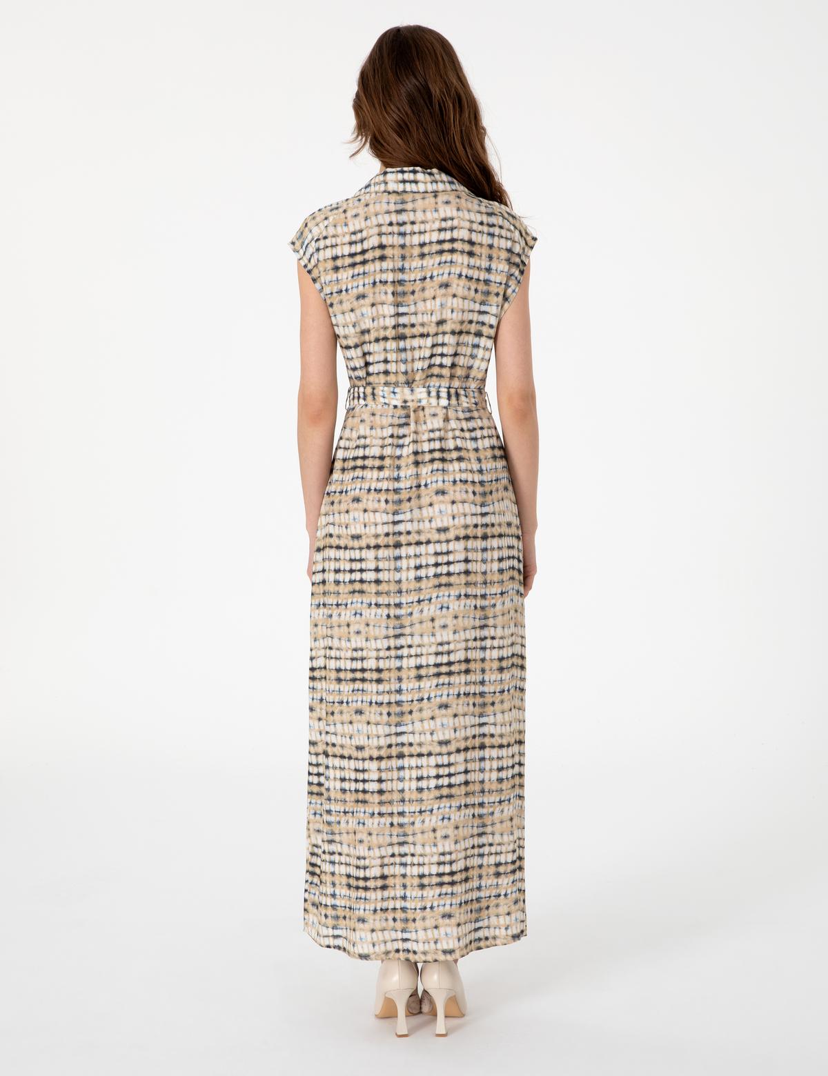 Bej Regular Fit Dokuma Elbise - 50306975004