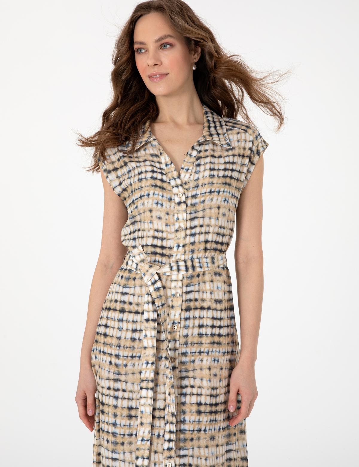 Bej Regular Fit Dokuma Elbise - 50306975004