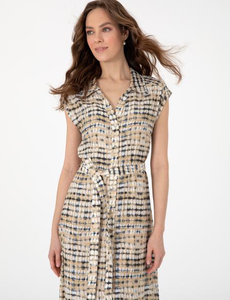 Bej Regular Fit Dokuma Elbise - 50306975004