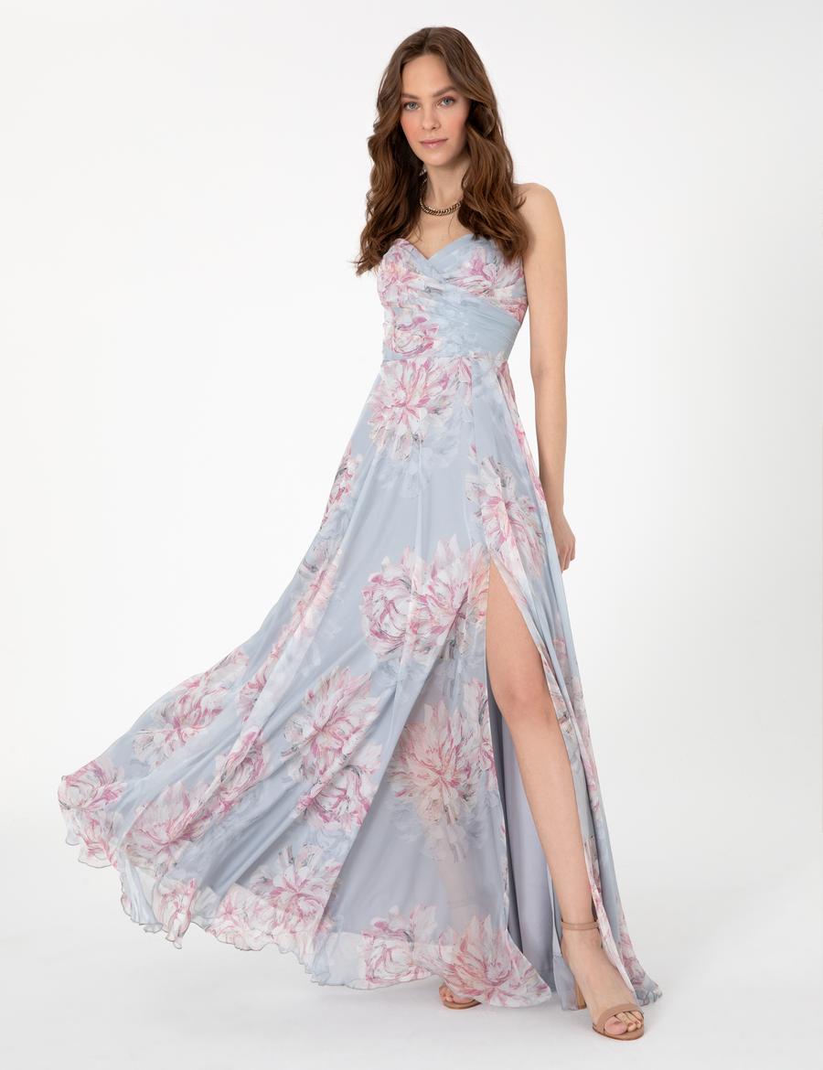 Gri Regular Fit Desenli Elbise