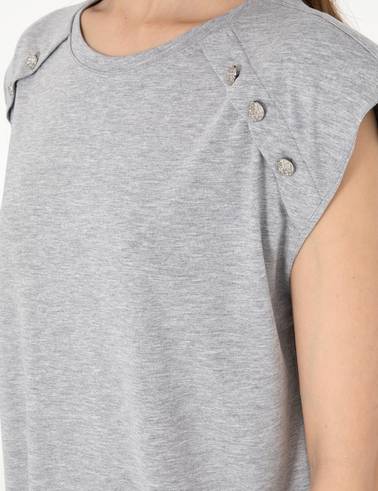 Gri Melanj Regular Fit Tişört
