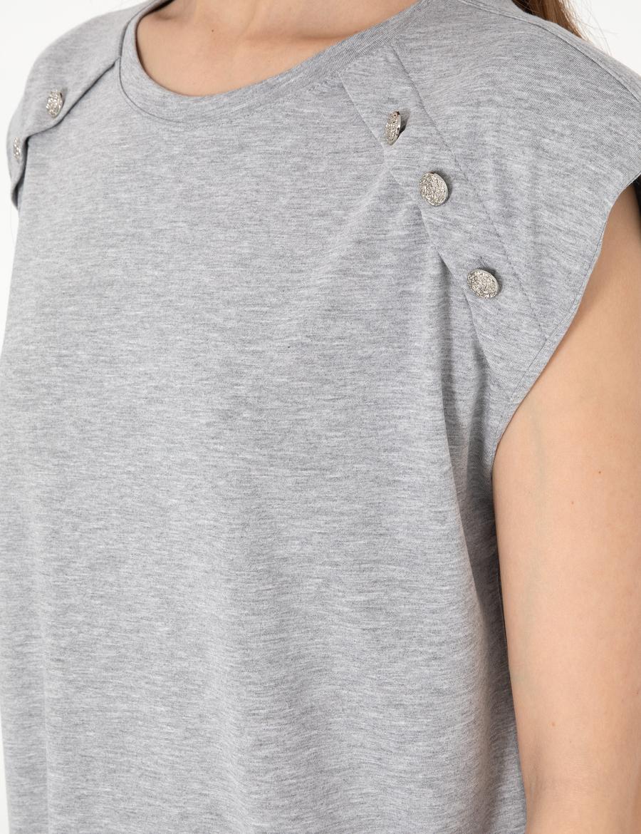 Gri Melanj Regular Fit Tişört