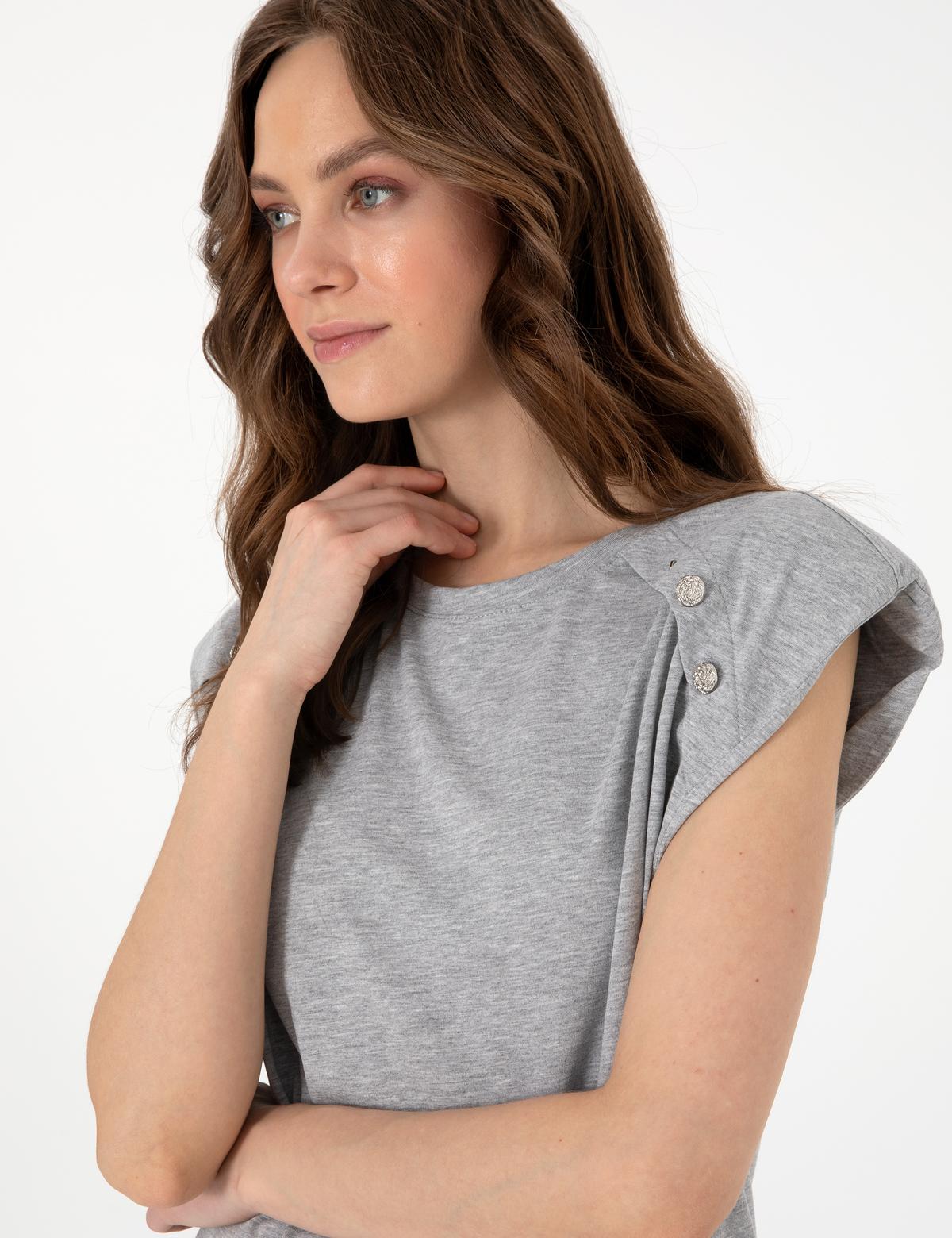 Gri Melanj Regular Fit Tişört - 50301482006