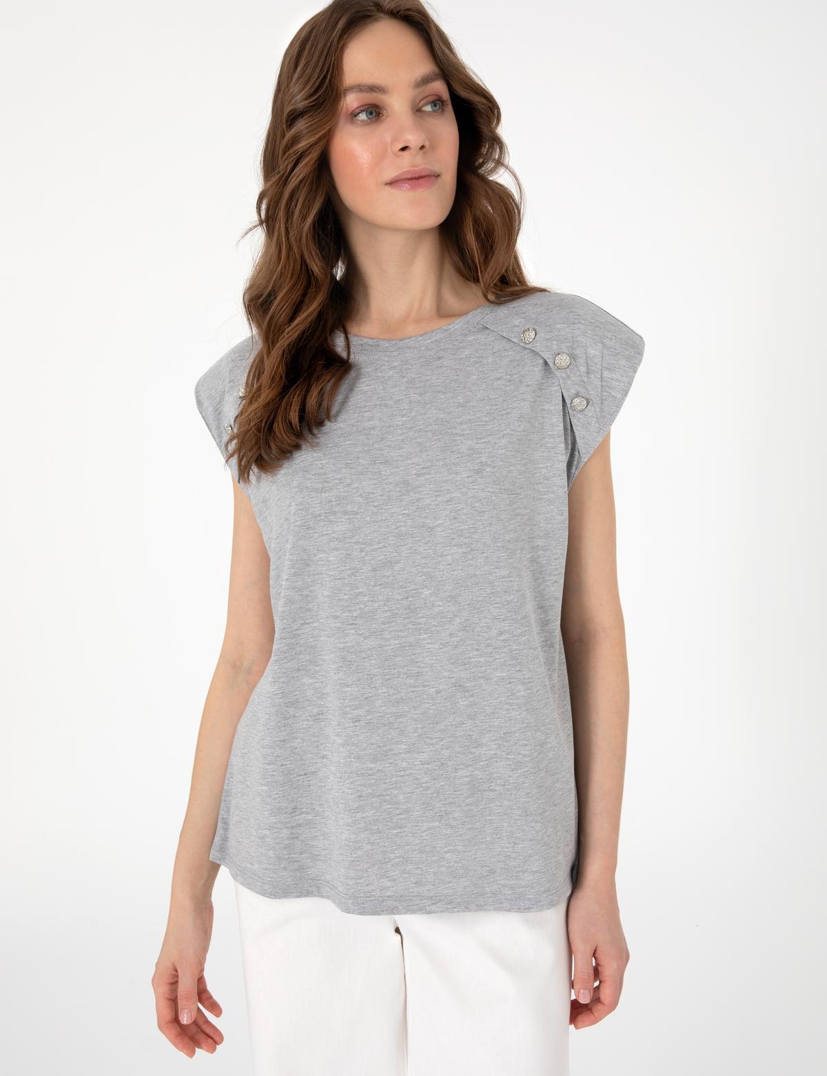 Gri Melanj Regular Fit Tişört