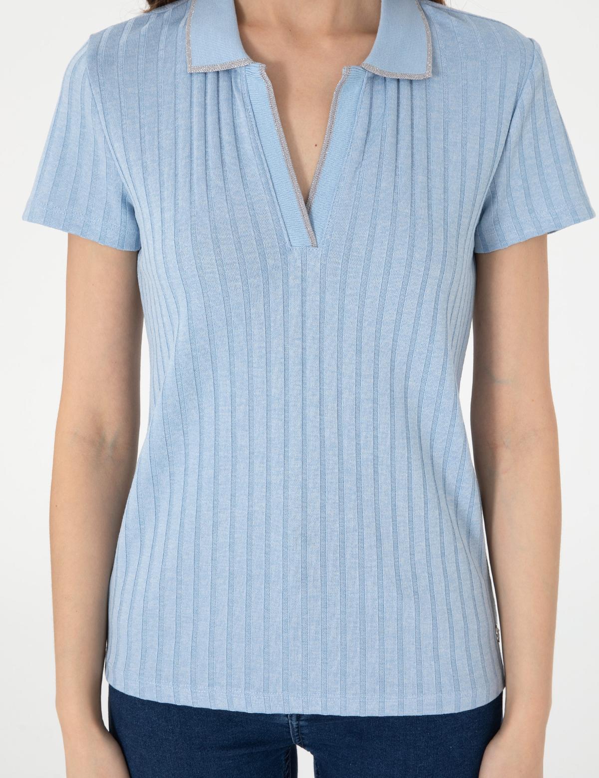 Açık Mavi Slim Fit Basic Tişört - 50306039045