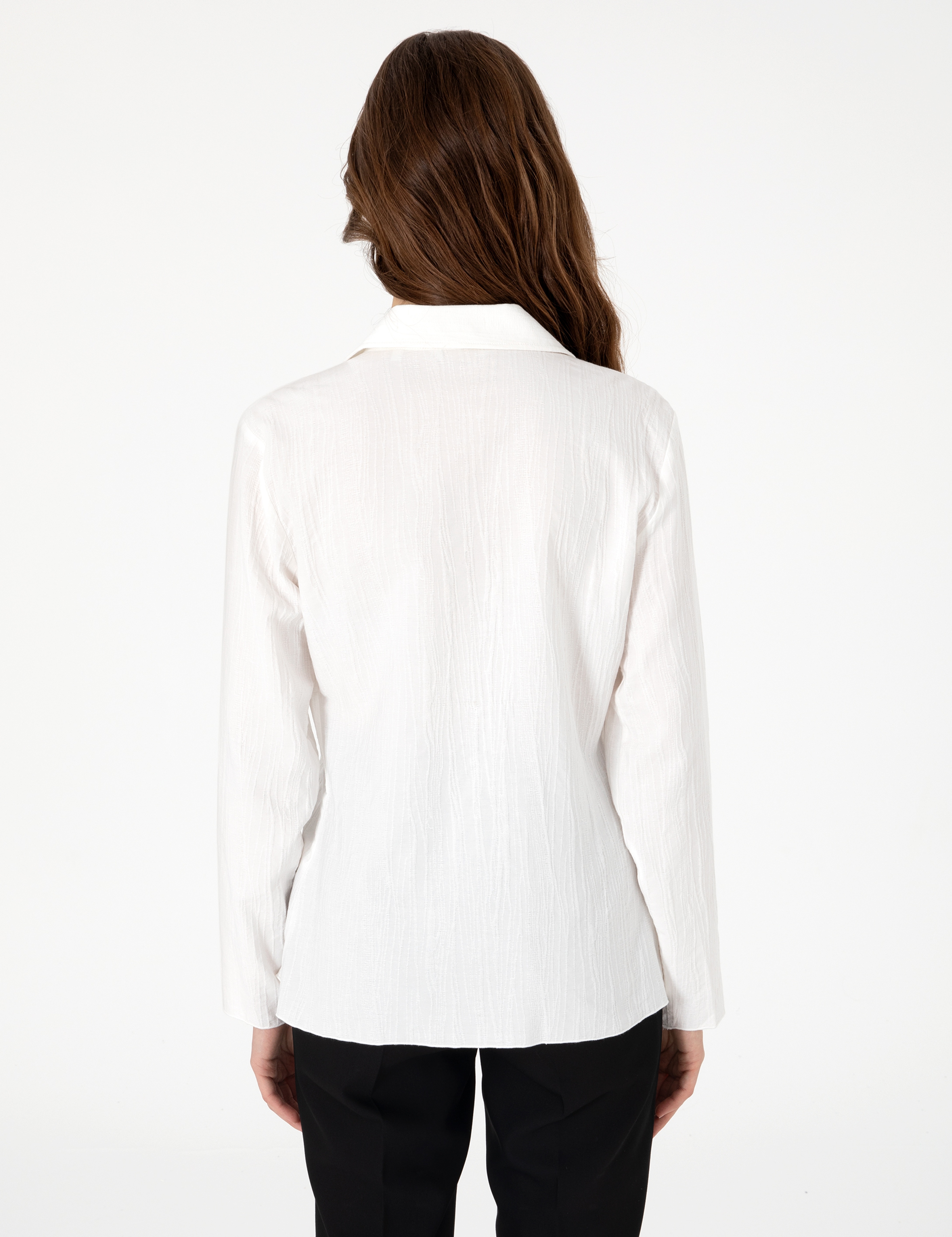 Beyaz Slim Fit Uzun Kollu Gömlek - Image 5