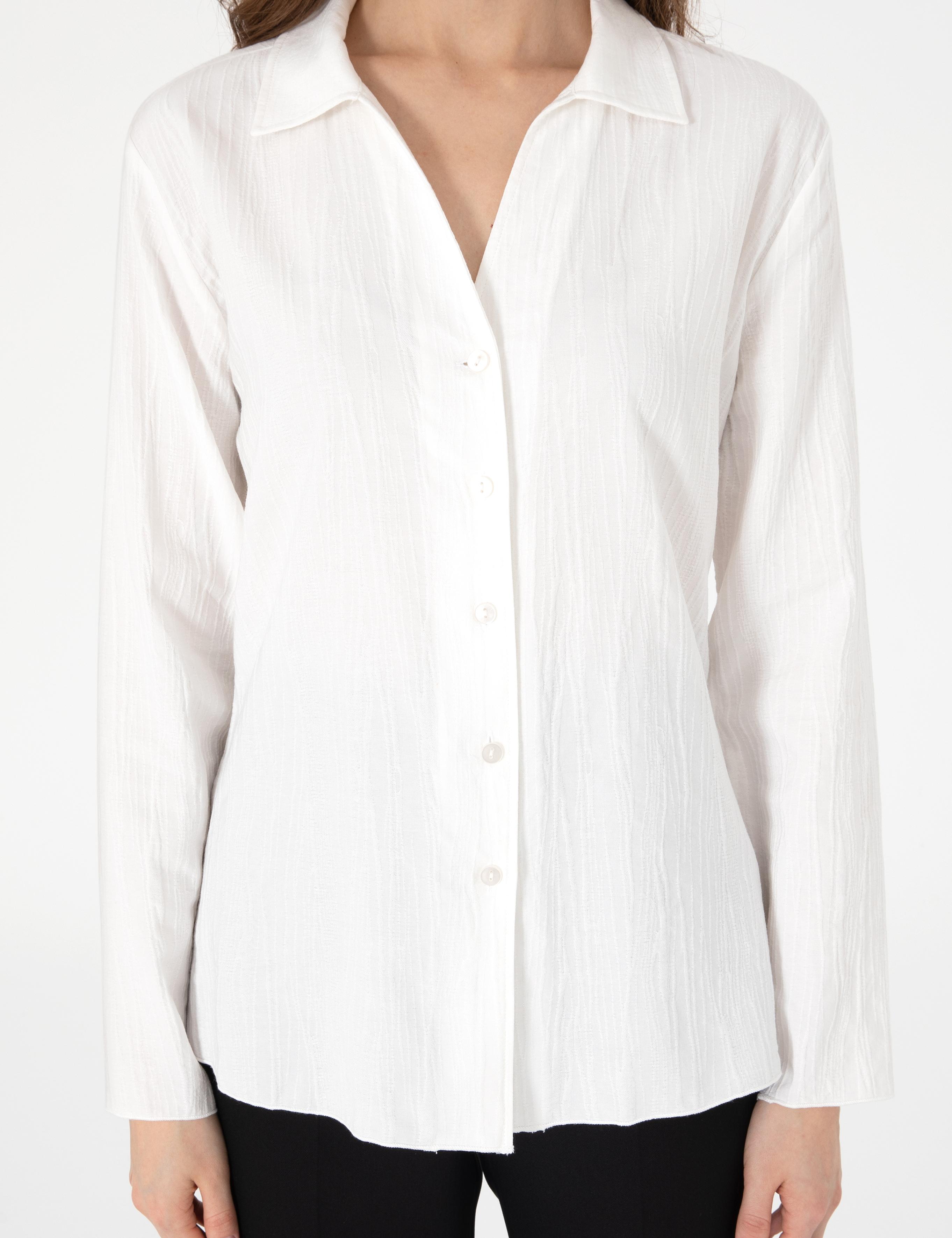 Beyaz Slim Fit Uzun Kollu Gömlek