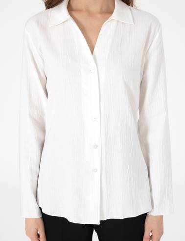 Beyaz Slim Fit Uzun Kollu Gömlek