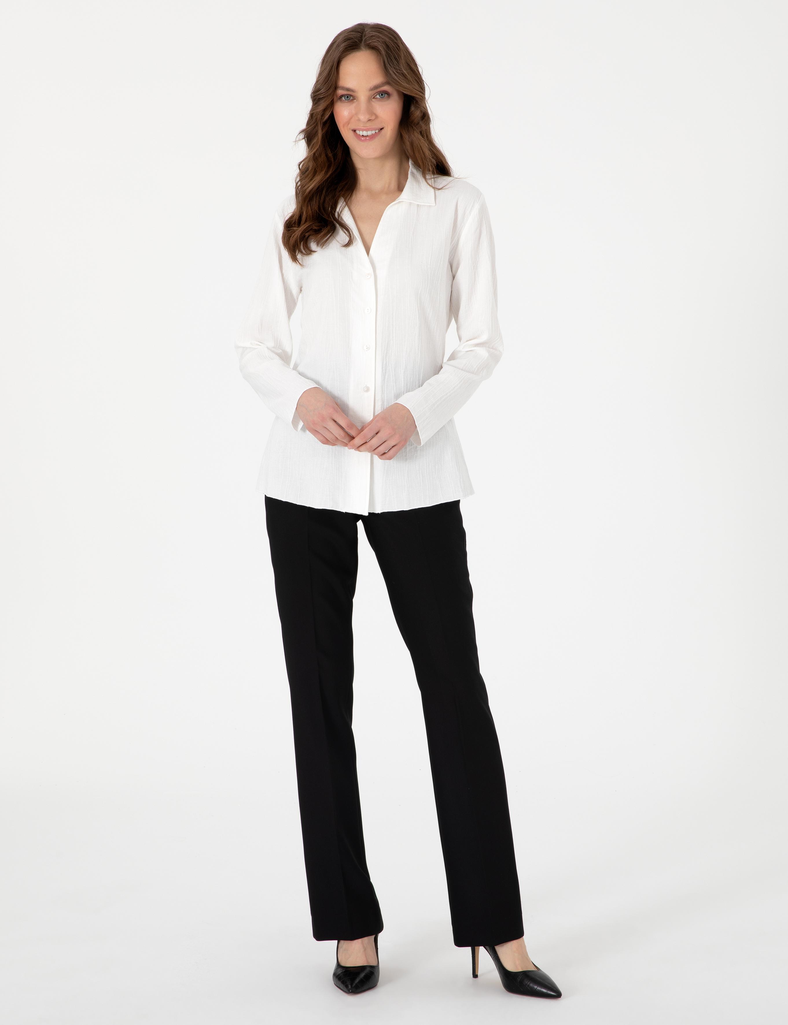 Beyaz Slim Fit Uzun Kollu Gömlek