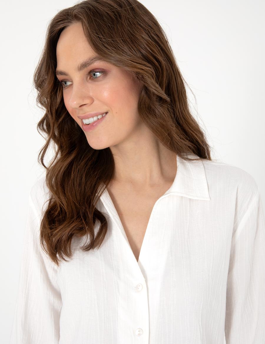 Beyaz Slim Fit Uzun Kollu Gömlek