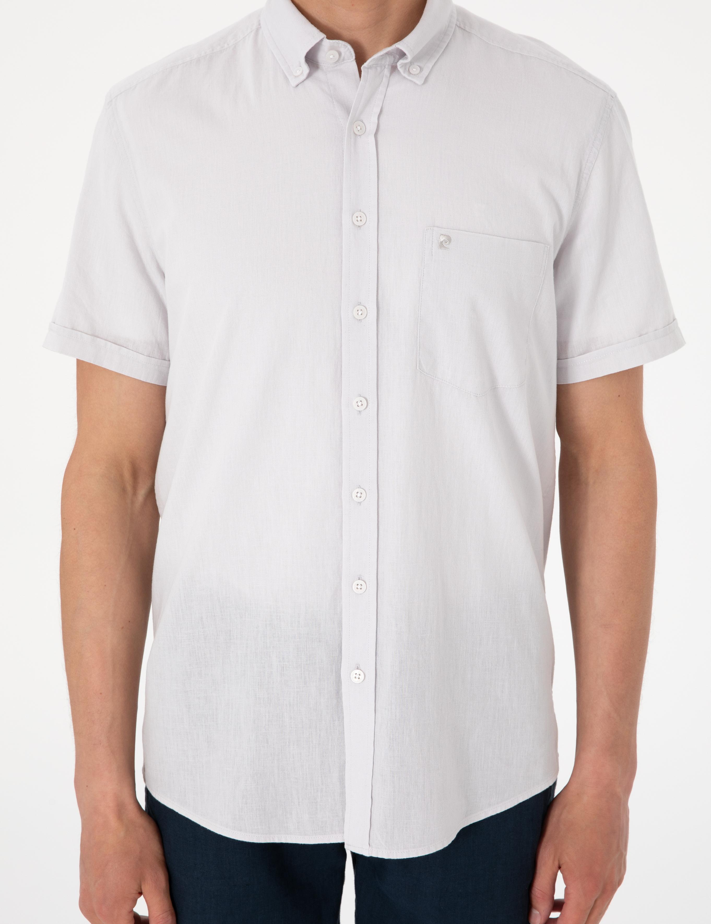 Taş Keten Karışımlı Regular Fit Kısa Kollu Gömlek