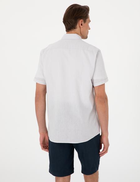 Taş Keten Karışımlı Regular Fit Kısa Kollu Gömlek - 50303418023