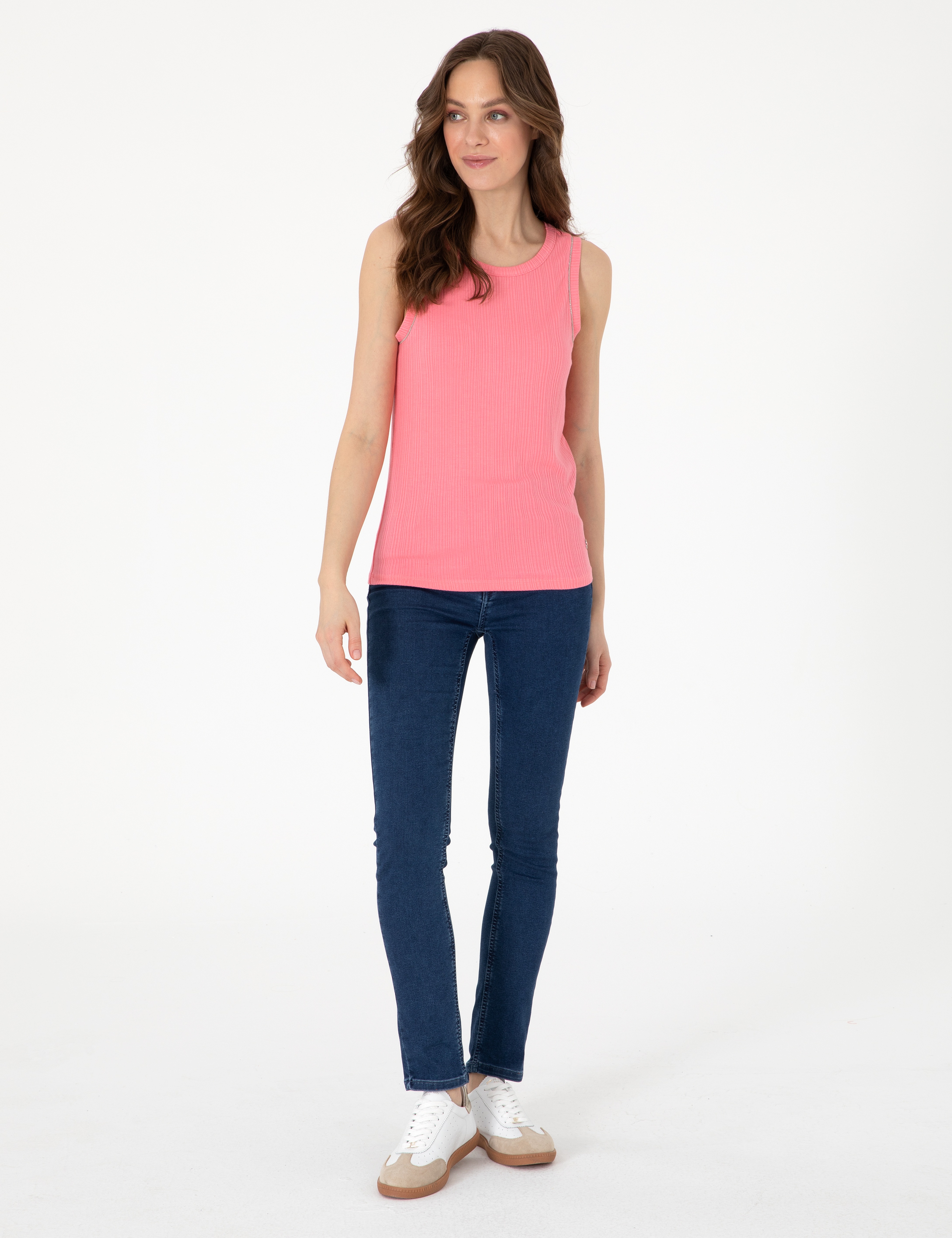 Pembe Extra Slim Fit Örme Bluz - Image 4