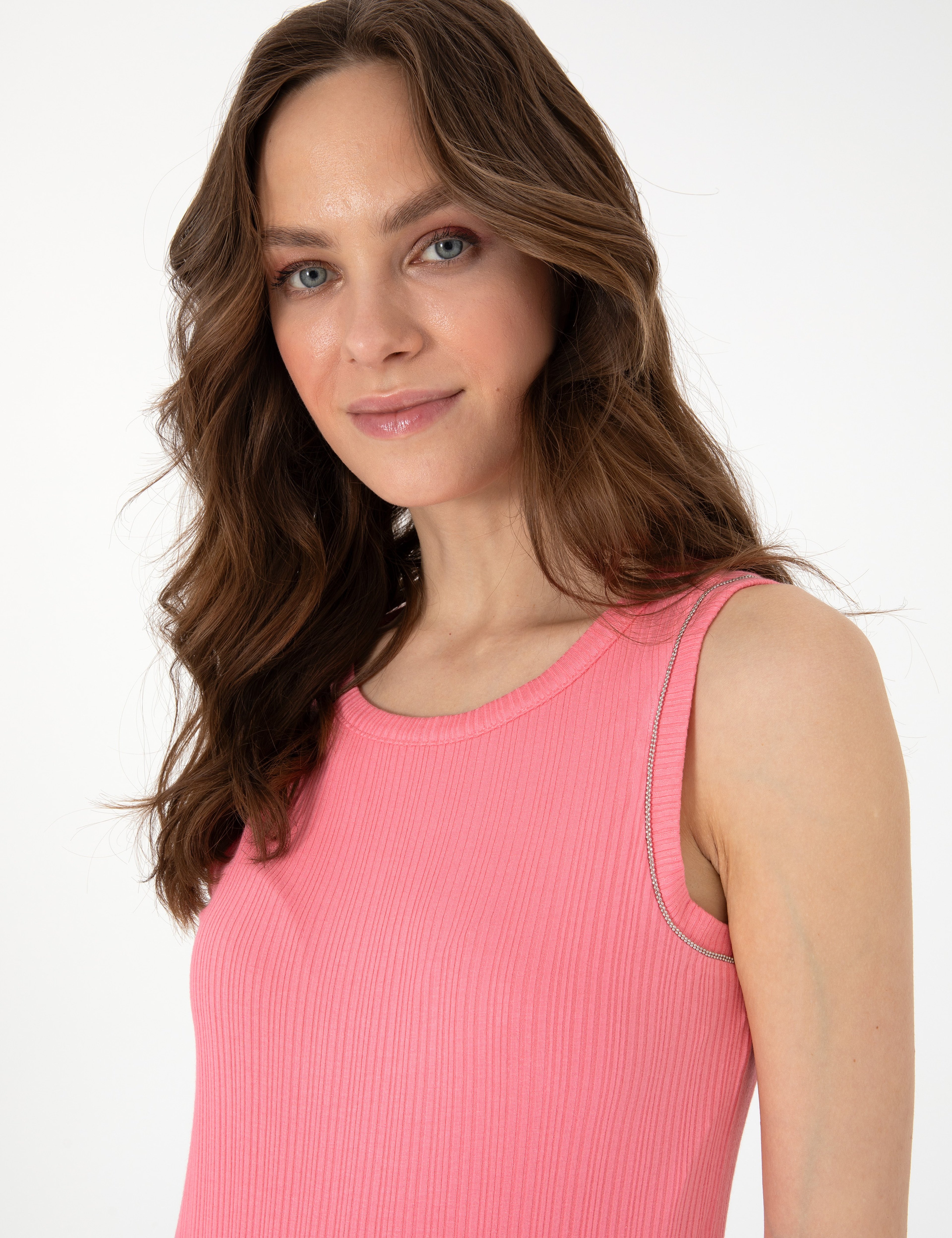 Pembe Extra Slim Fit Örme Bluz