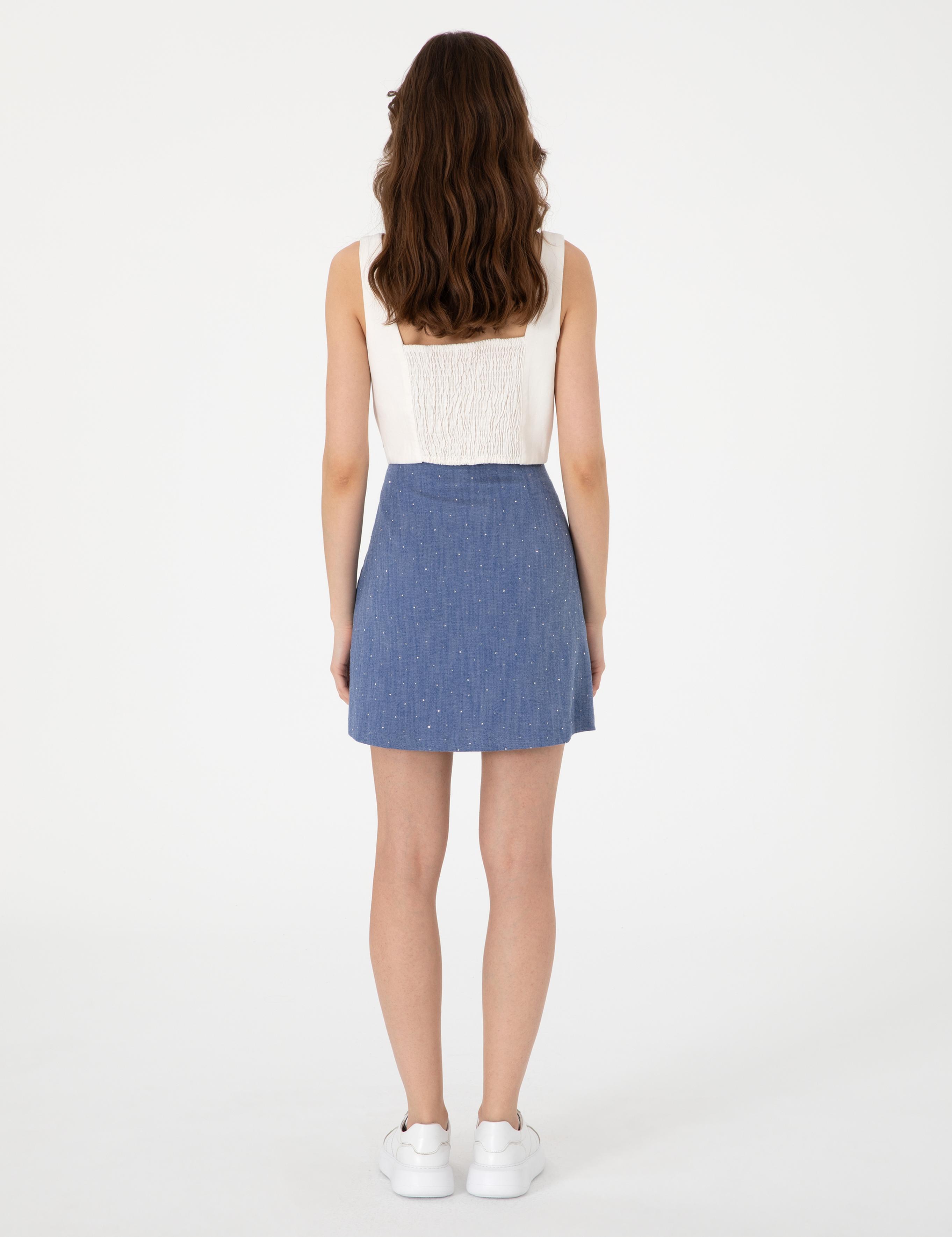 İndigo A Kesim Dokuma Etek