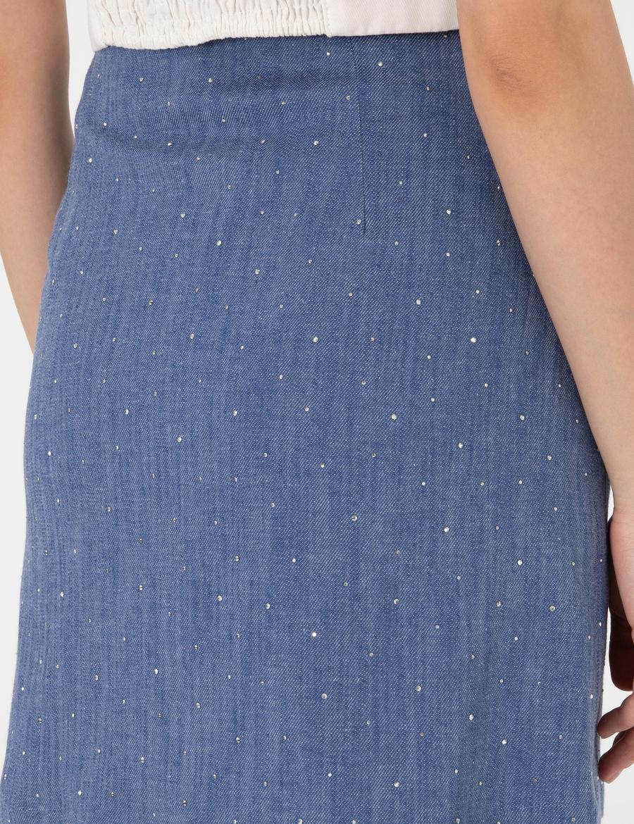 İndigo A Kesim Dokuma Etek