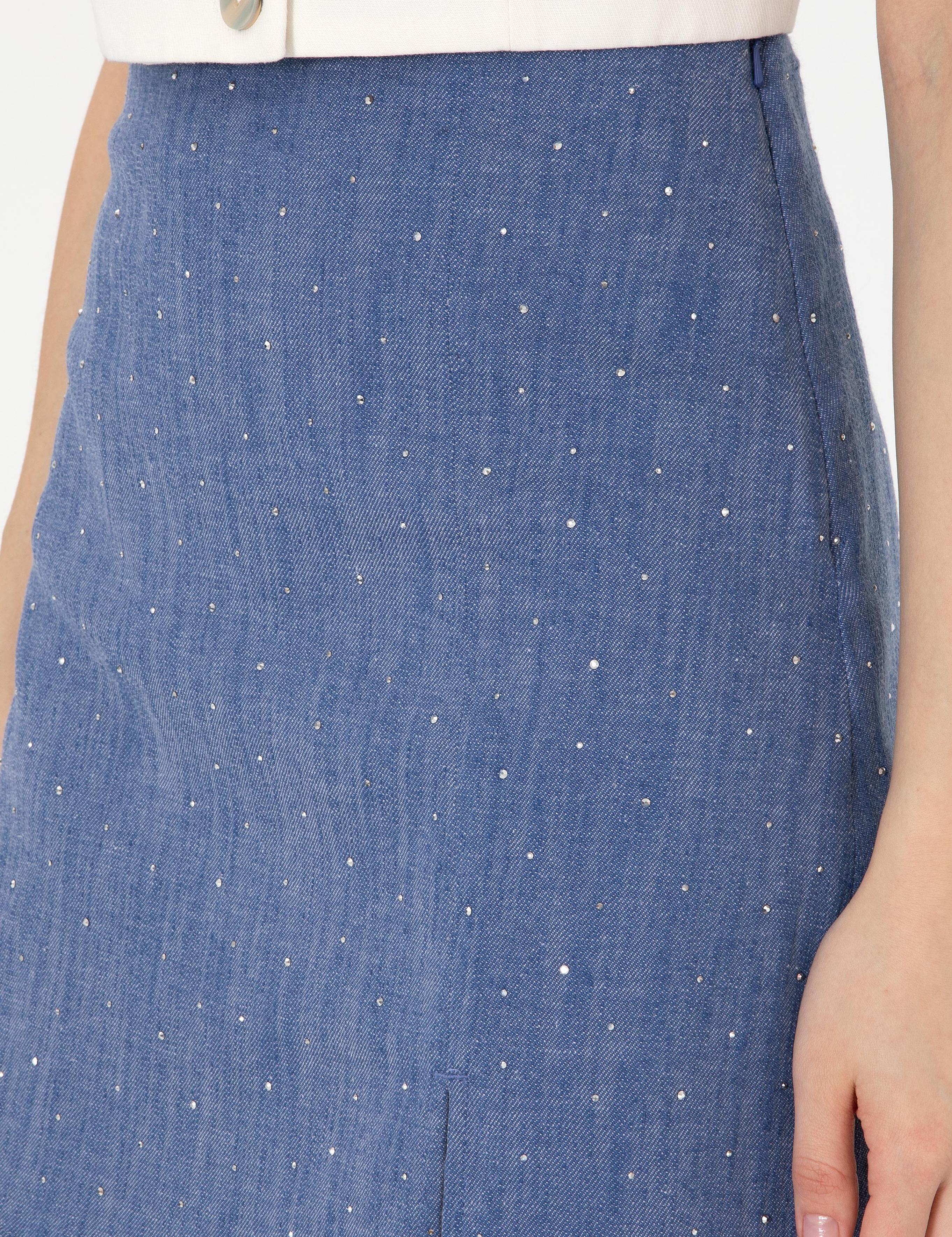 İndigo A Kesim Dokuma Etek