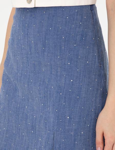 İndigo A Kesim Dokuma Etek - 50300152002