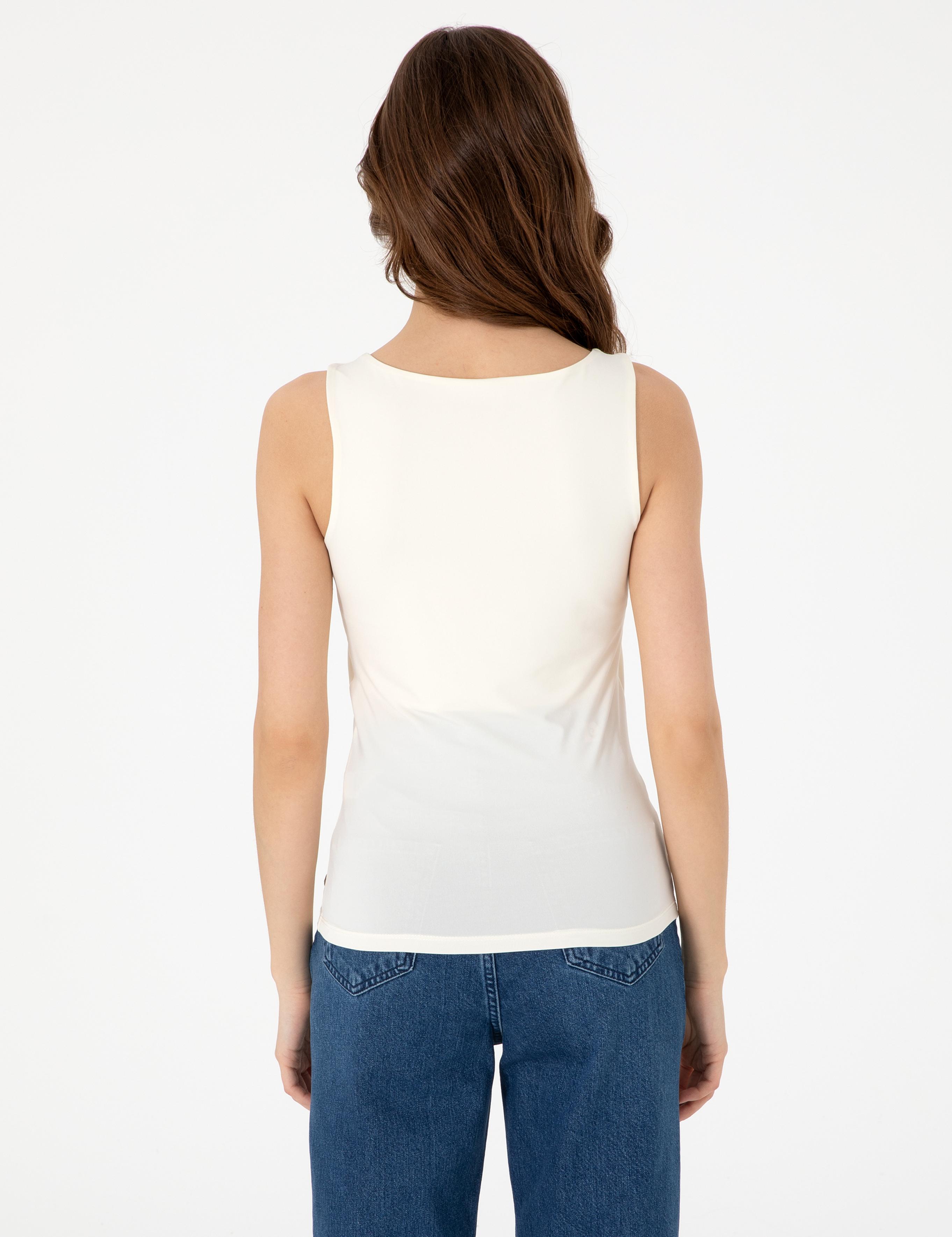 Ekru Ex. Slim Fit Örme Bluz