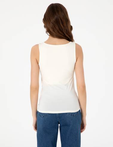 Ekru Extra Slim Fit Örme Bluz
