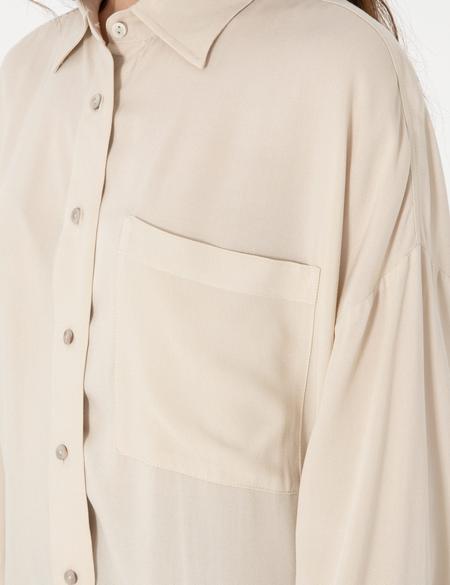 Krem Oversize Uzun Kollu Gömlek - 50311567034