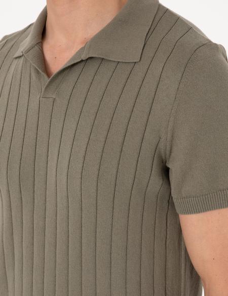 Haki Slim Fit  %100 Pamuk Polo Yaka Triko Tişört - 50307334018