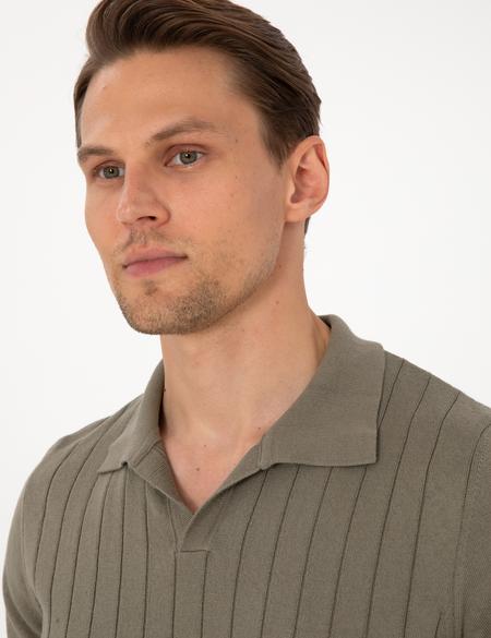 Haki Slim Fit  %100 Pamuk Polo Yaka Triko Tişört - 50307334018