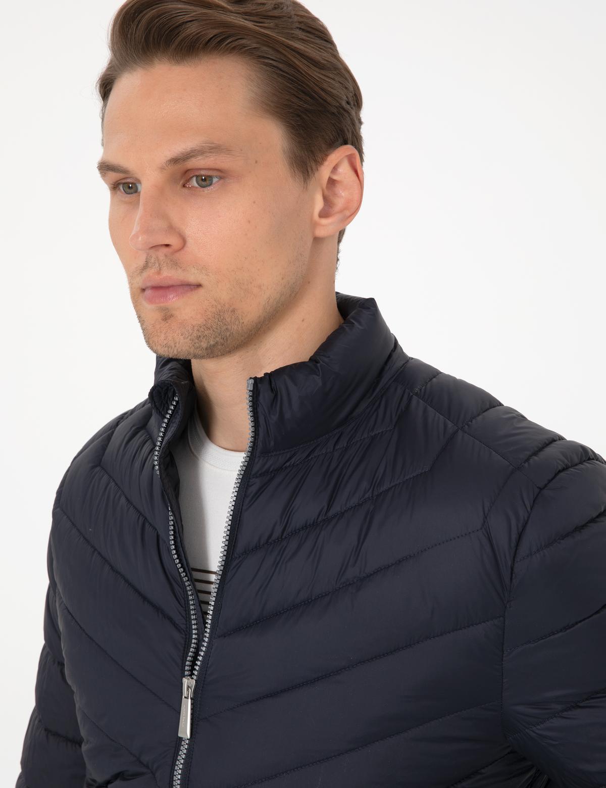 Lacivert Kapitone Mevsimlik Mont - 50313441008