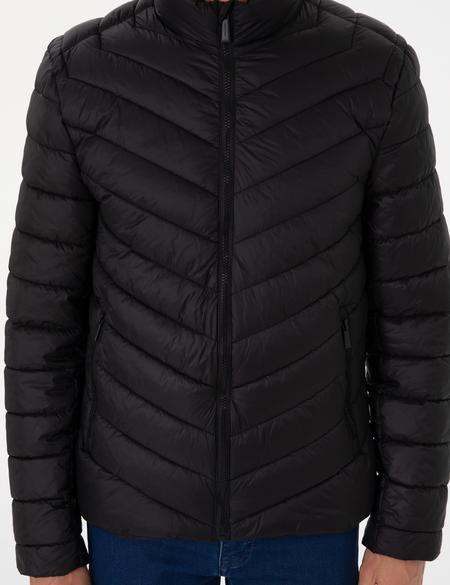 Siyah Kapitone Mevsimlik Mont - 50313441017