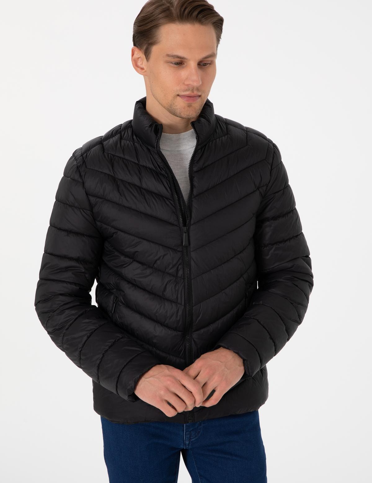 Siyah Kapitone Mevsimlik Mont - 50313441017