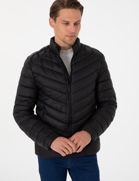 Siyah Kapitone Mevsimlik Mont - 50313441017