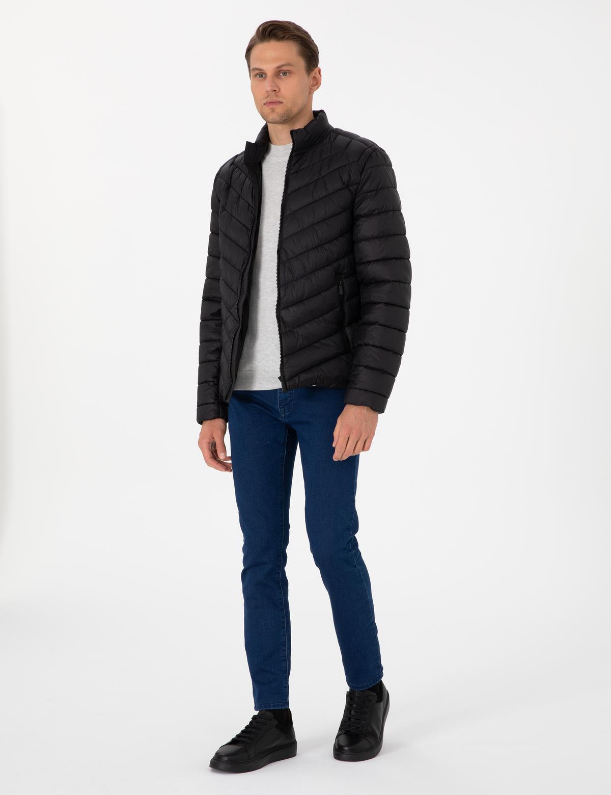 Siyah Kapitone Mevsimlik Mont - 50313441017