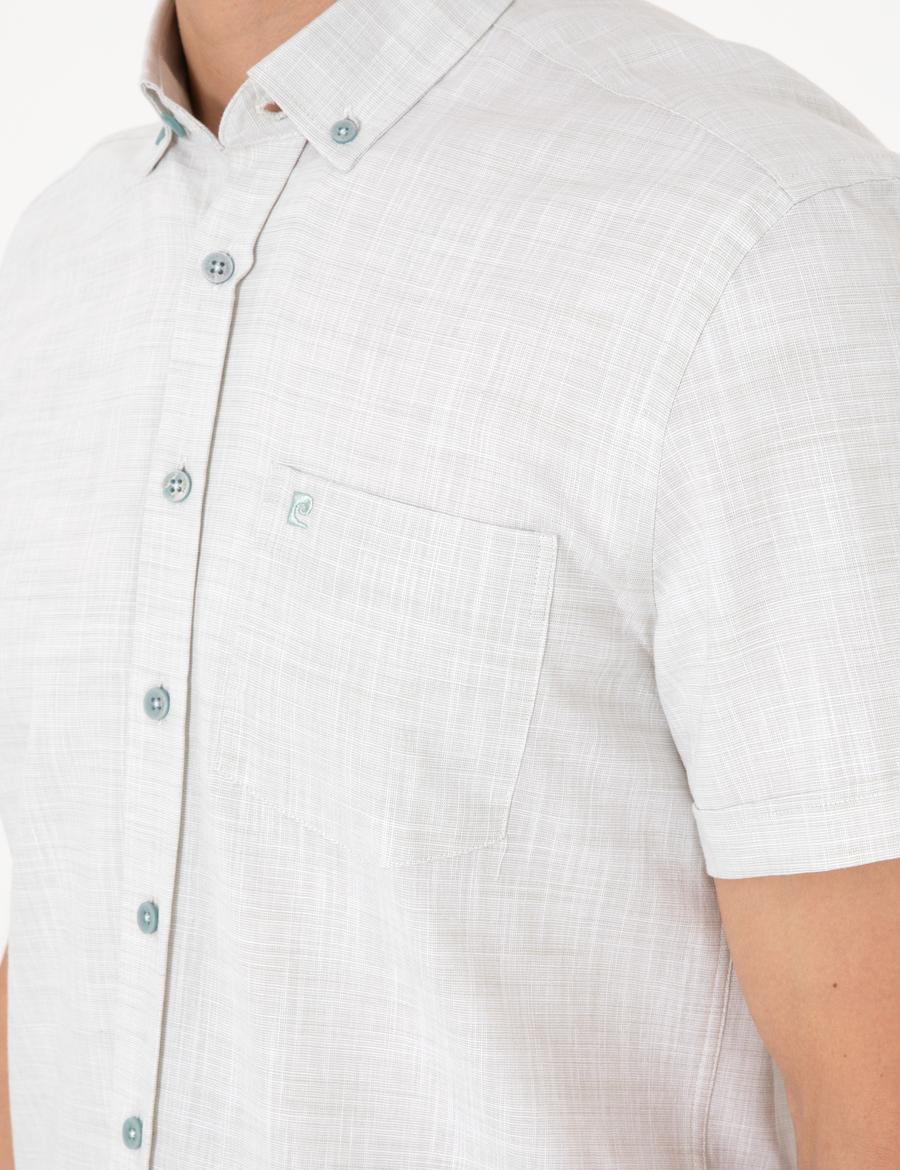 Çağla Keten Görünümlü Regular Fit Kısa Kollu Gömlek