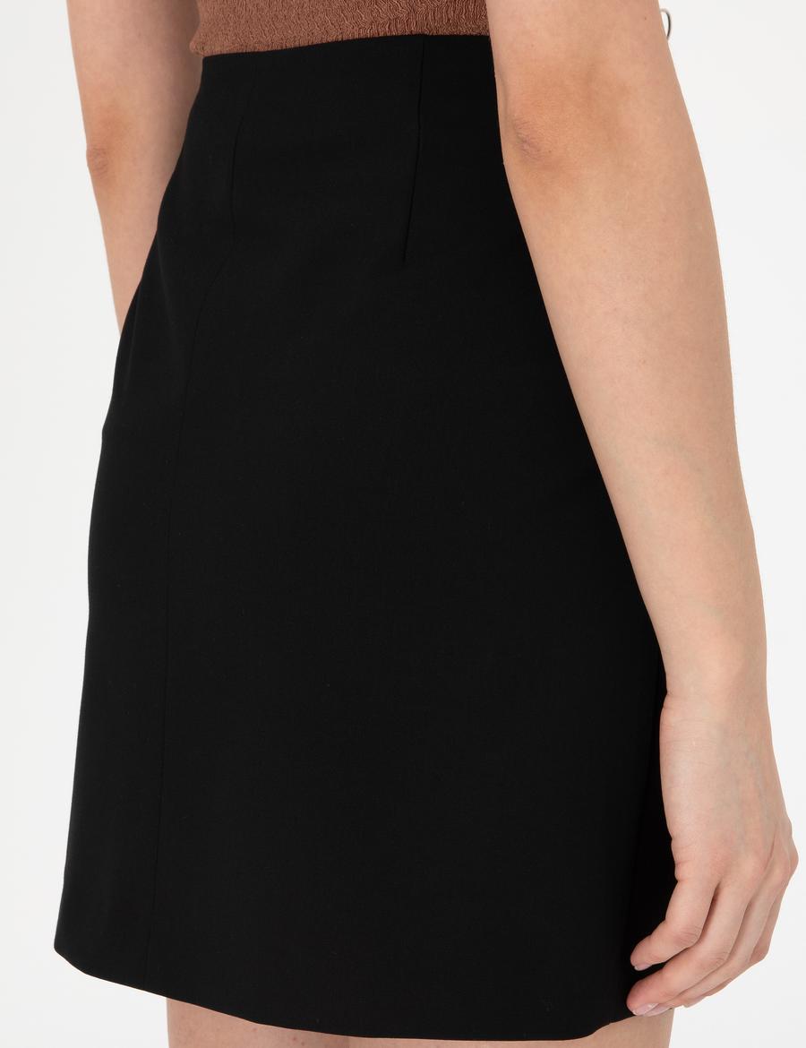 Siyah Slim Fit Dokuma Etek