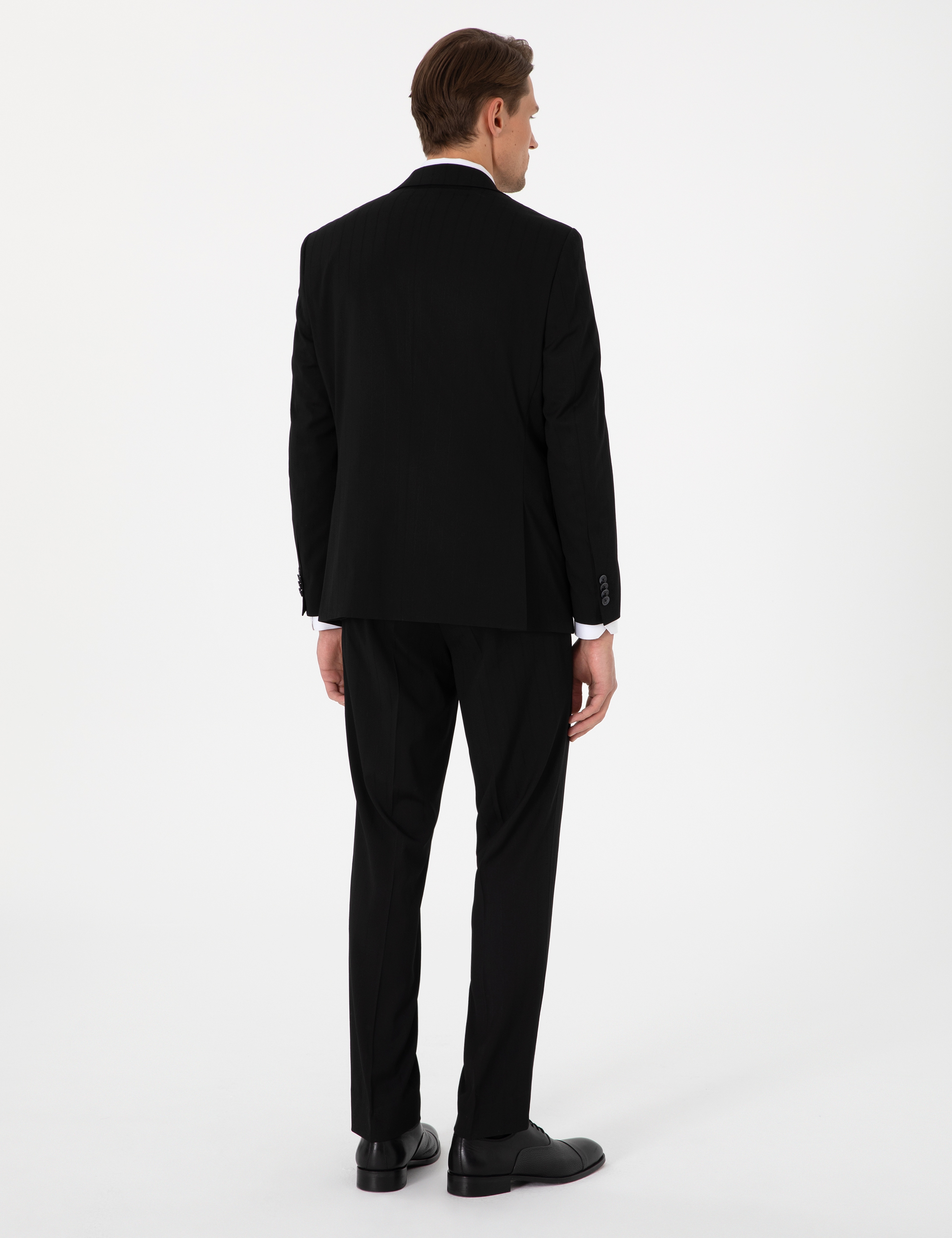 Siyah Slim Fit Çizgili Takım Elbise - Image 5