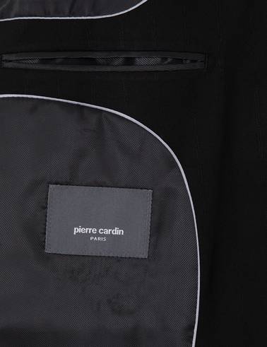 Siyah Slim Fit Çizgili Takım Elbise