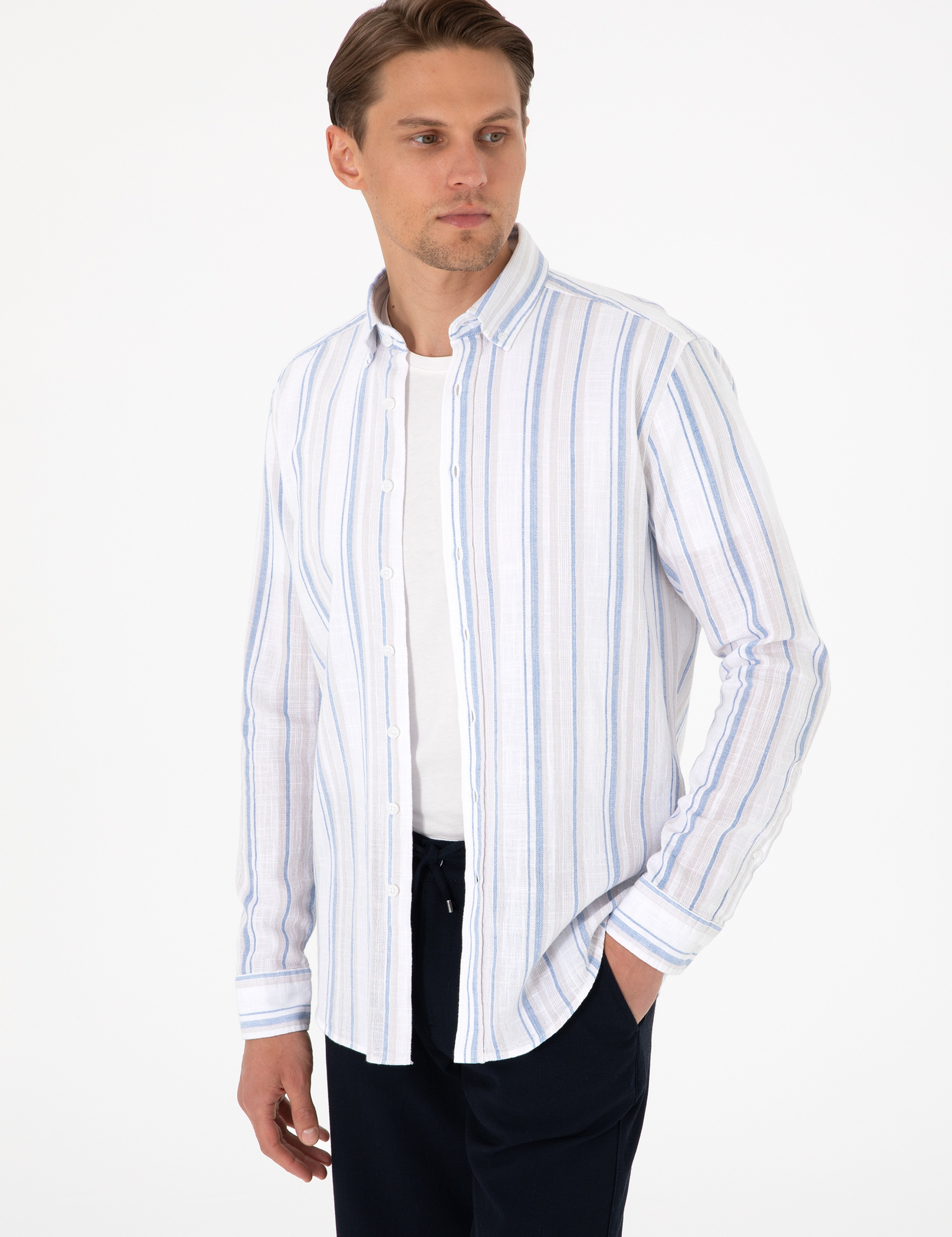 Mavi Regular Fit Uzun Kollu Gömlek - Image 3