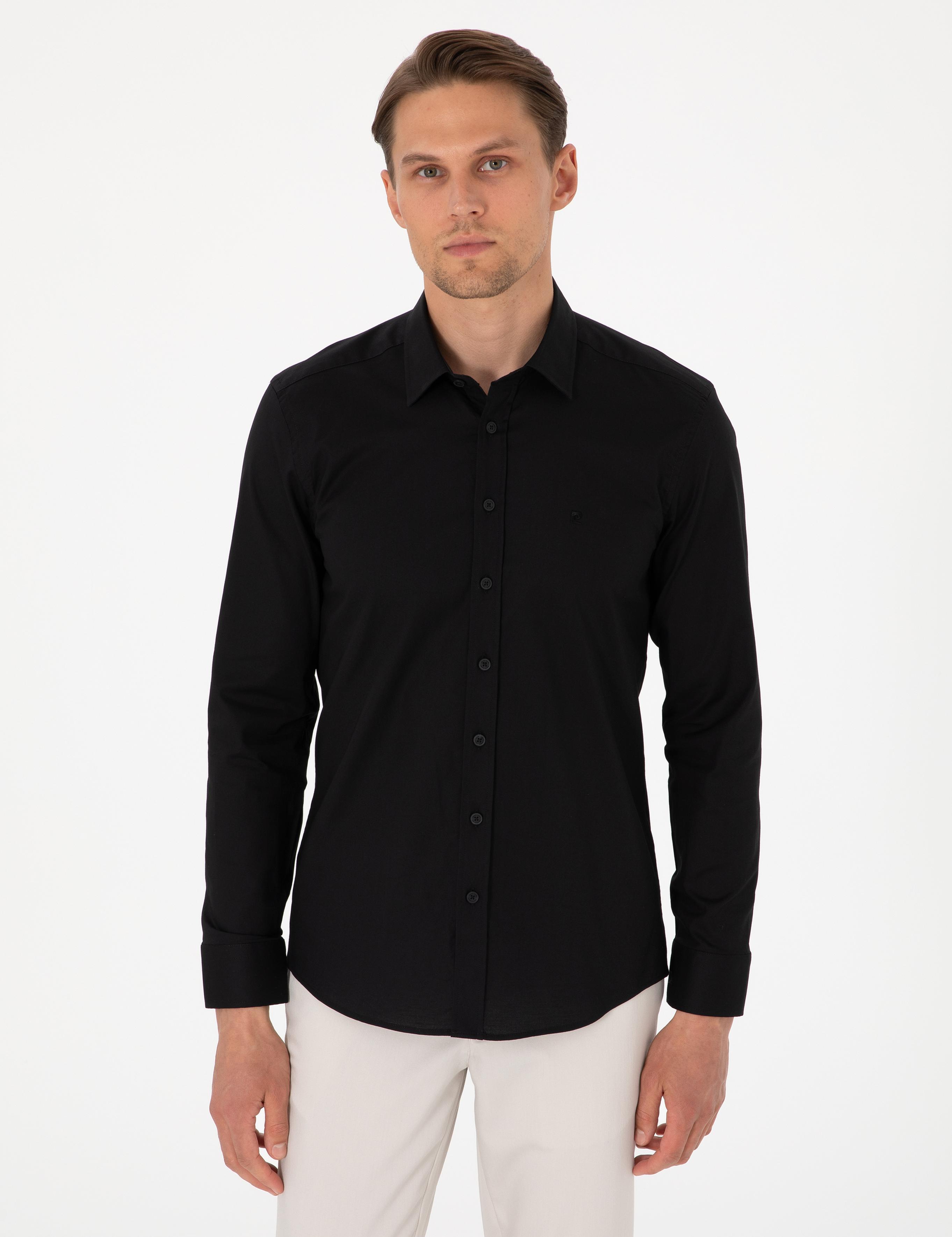Siyah Slim Fit Uzun Kollu Gömlek