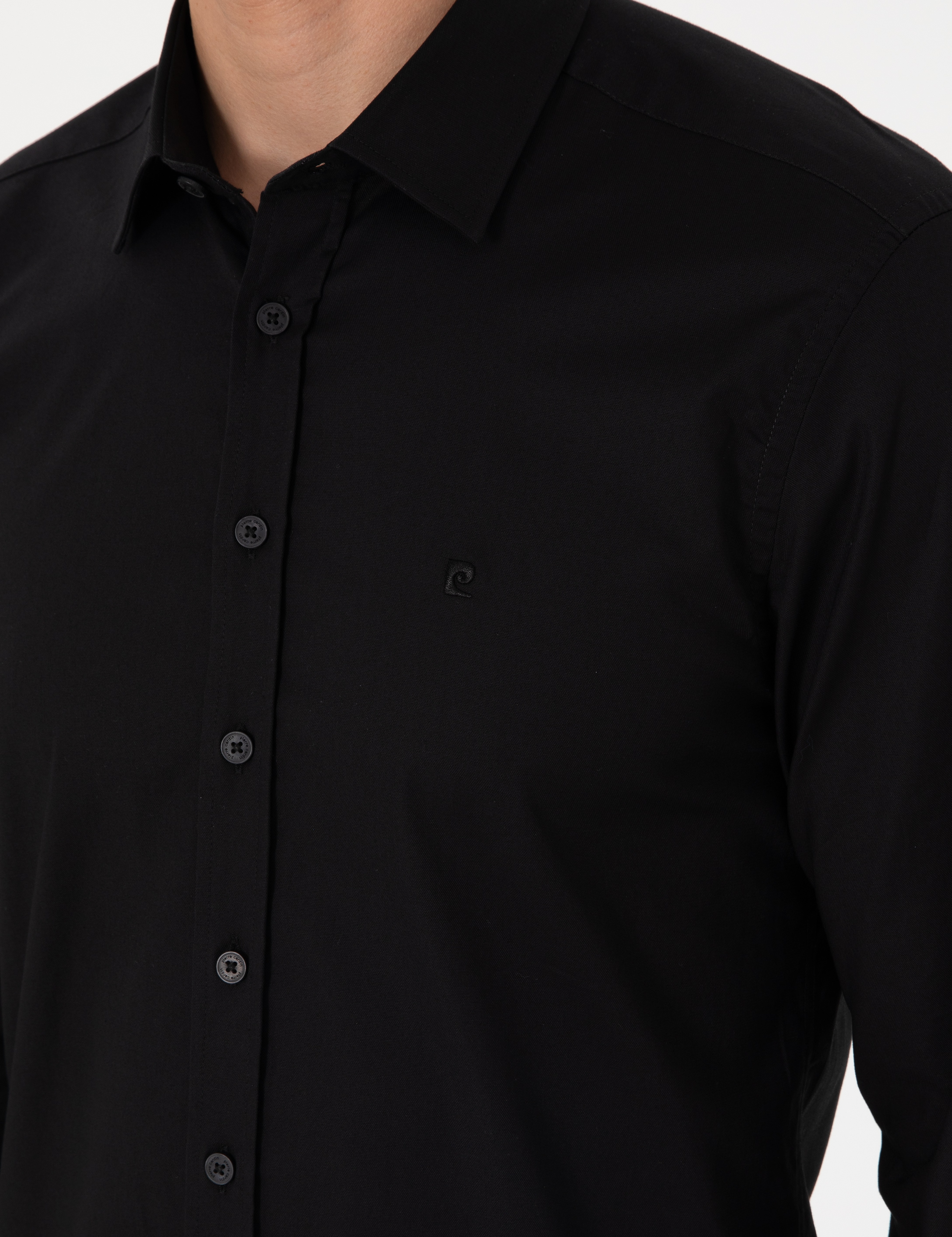 Siyah Slim Fit Uzun Kollu Gömlek - Image 7