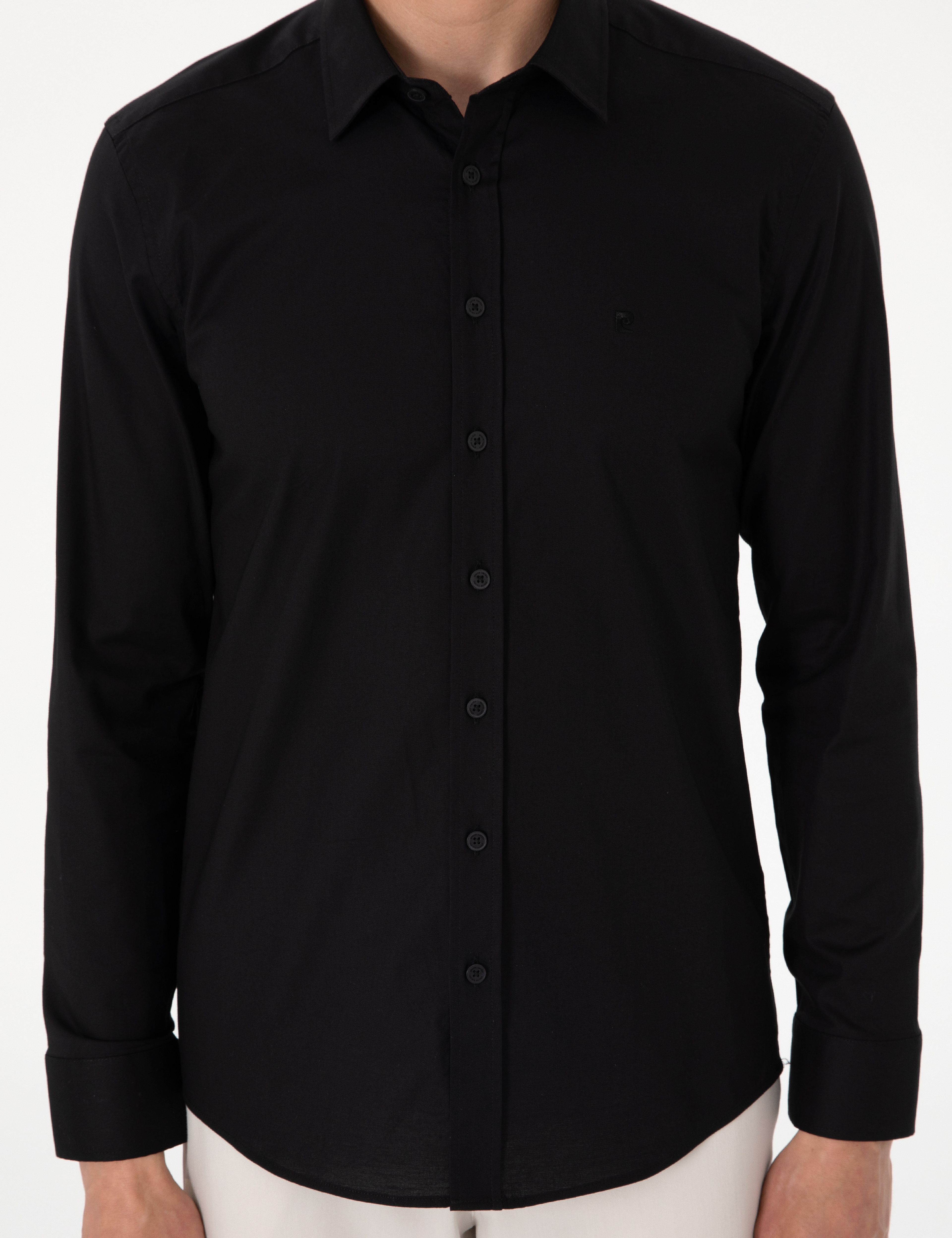 Siyah Slim Fit Uzun Kollu Gömlek - Image 6