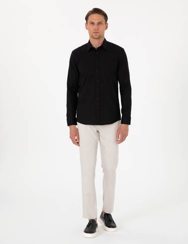 Siyah Slim Fit Uzun Kollu Gömlek