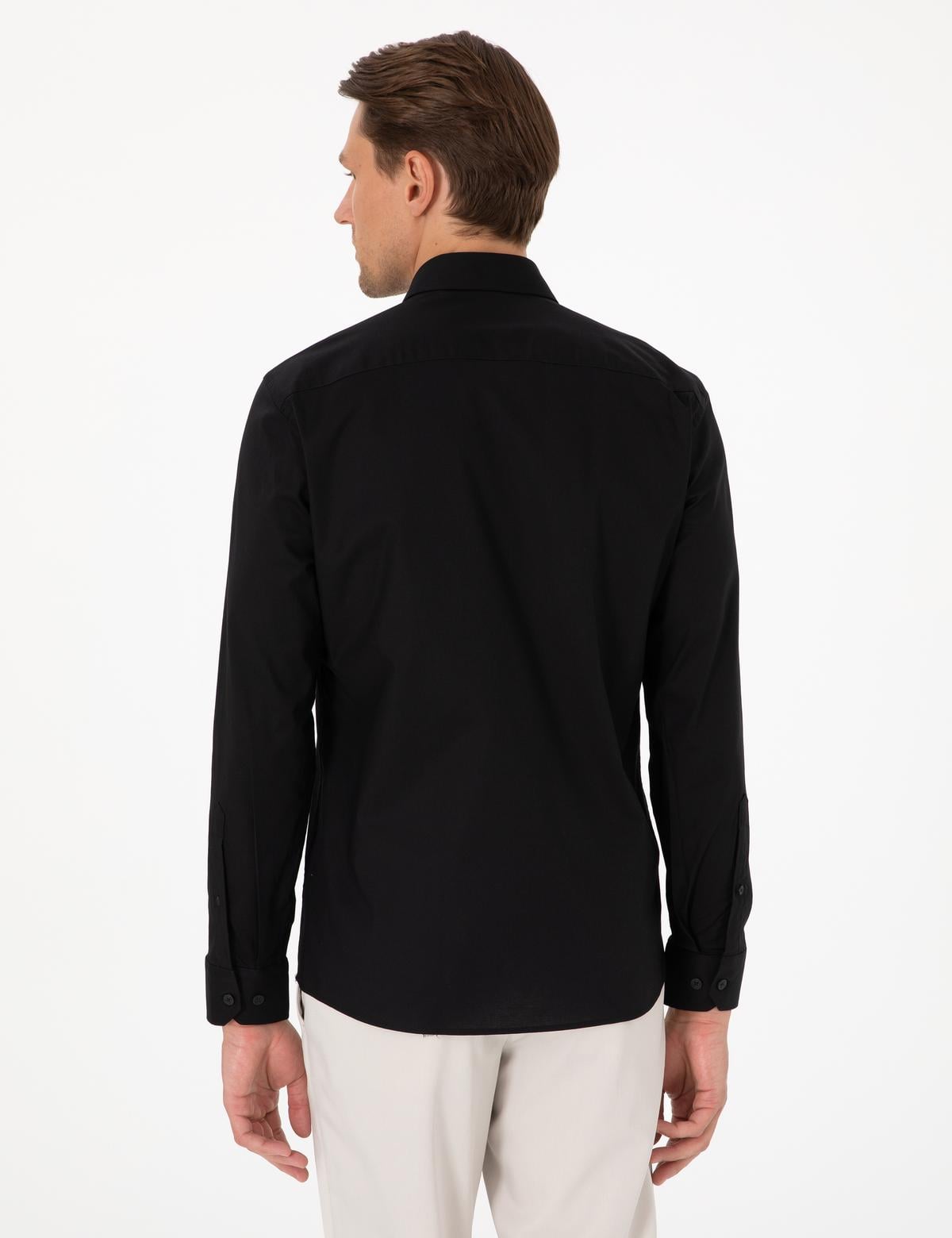 Siyah Slim Fit Uzun Kollu Gömlek - 50305250017