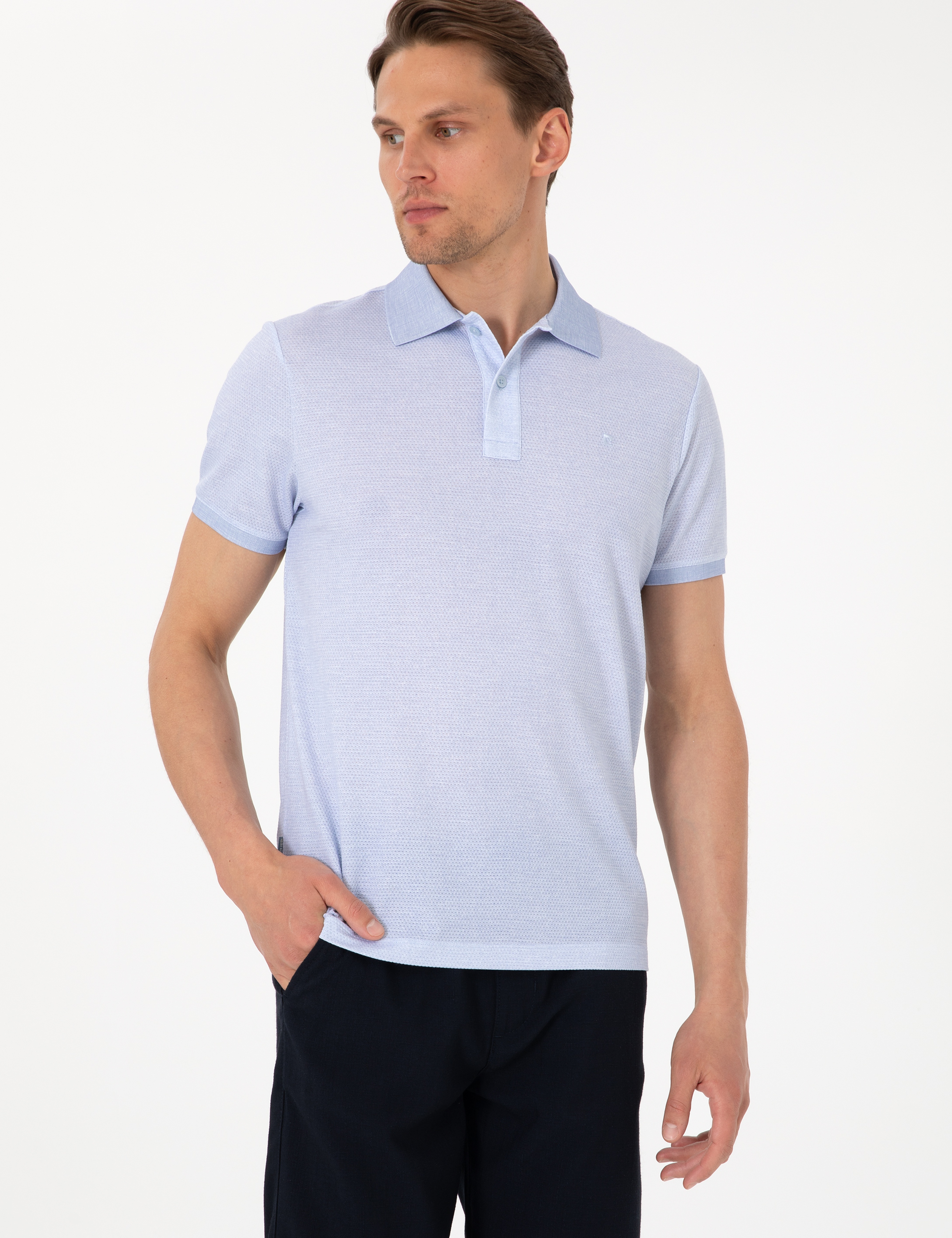 Açık Mavi Slim Fit Tişört - Image 3