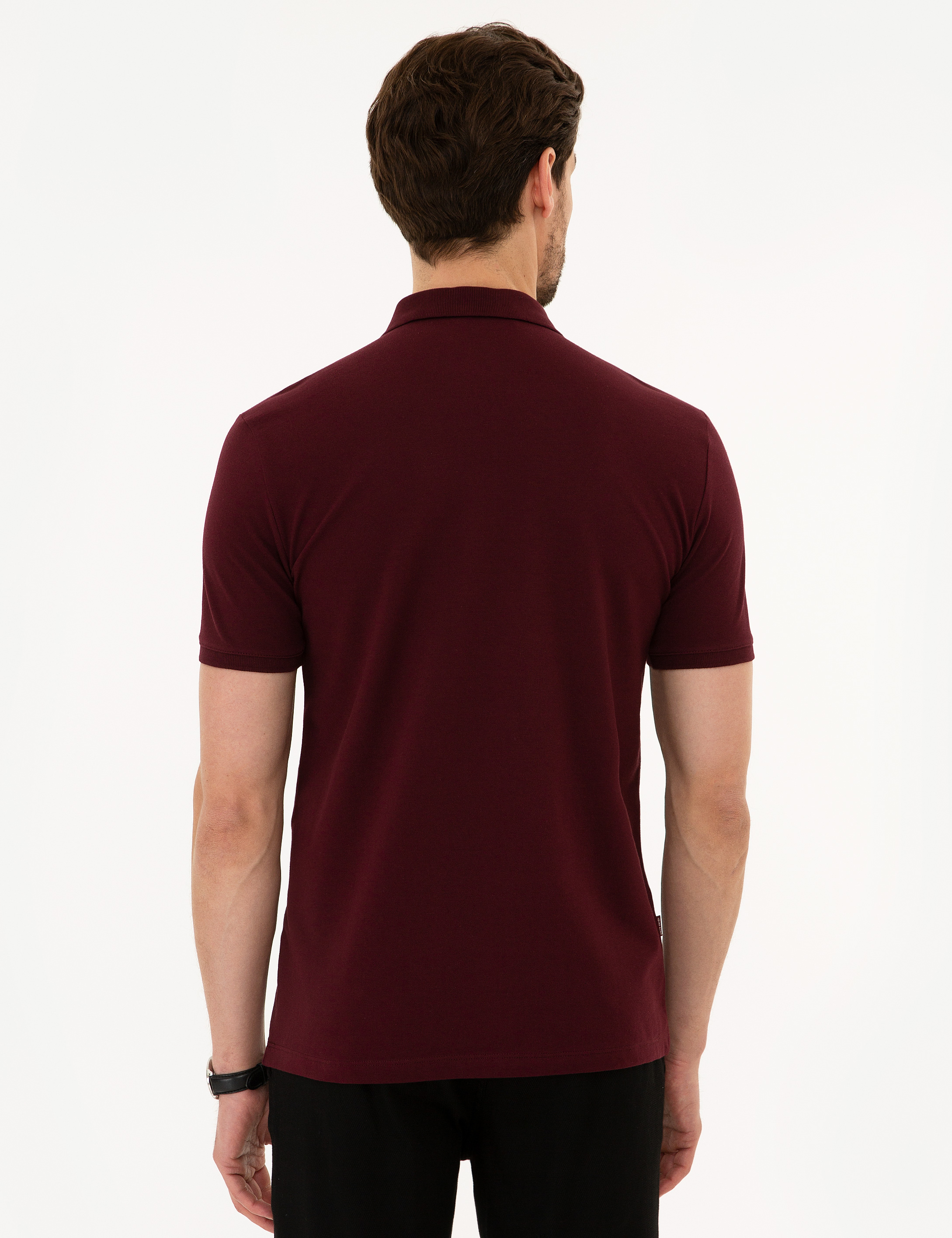 Bordo Slim Fit Basic Polo Yaka T-Shirt - Image 4