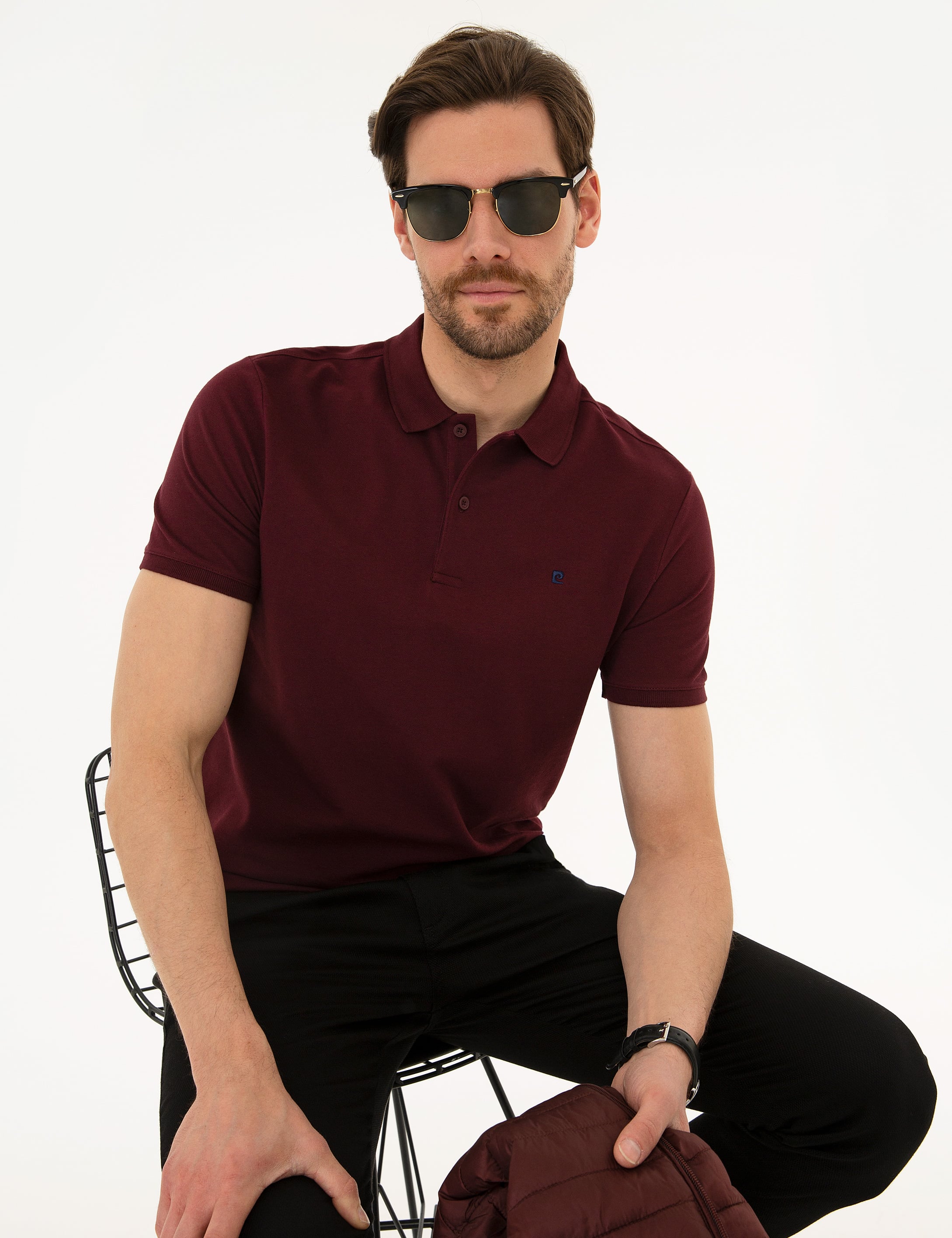 Bordo Slim Fit Basic Polo Yaka T-Shirt - Image 1