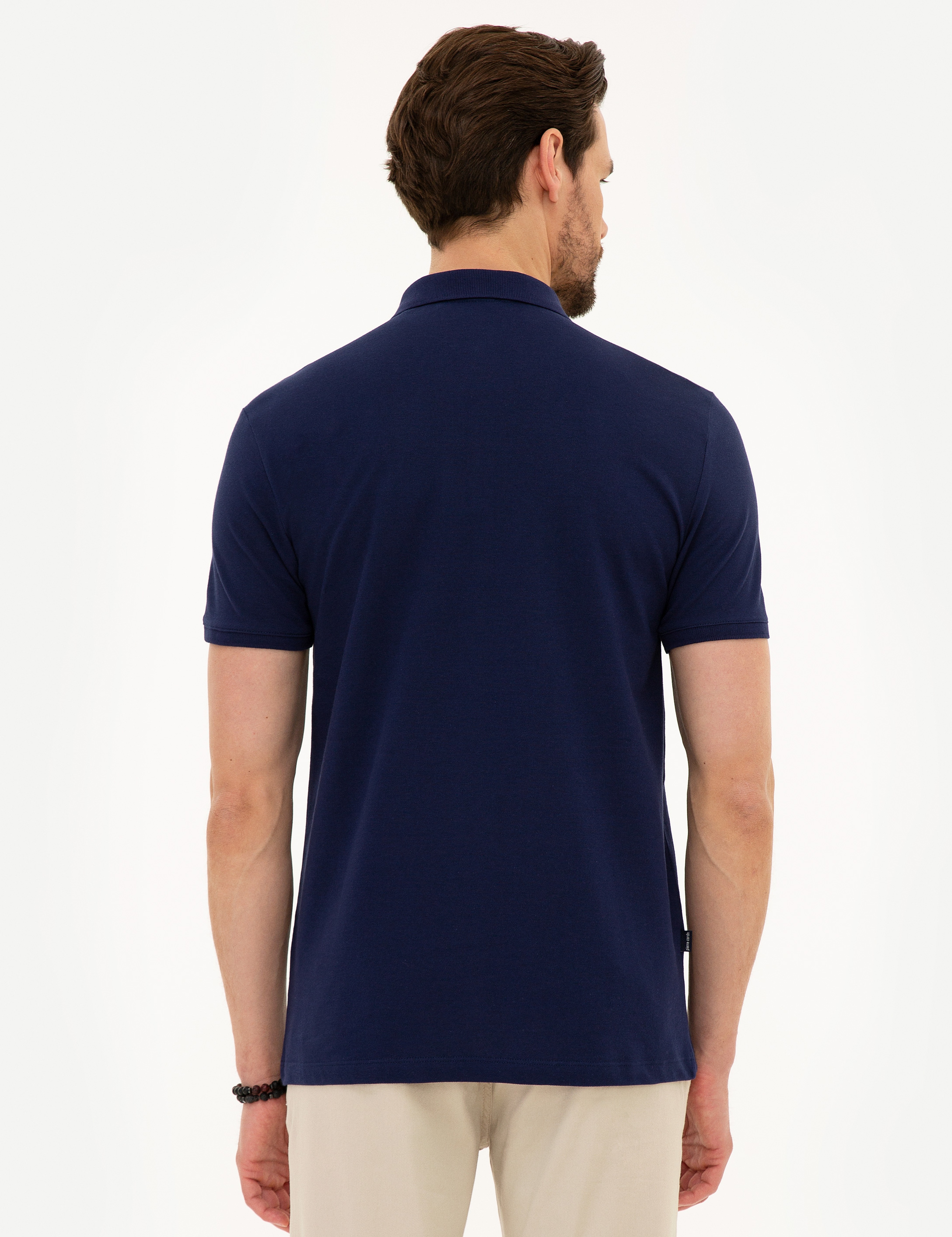 Lacivert Slim Fit Basic Polo Yaka T-Shirt - Image 3