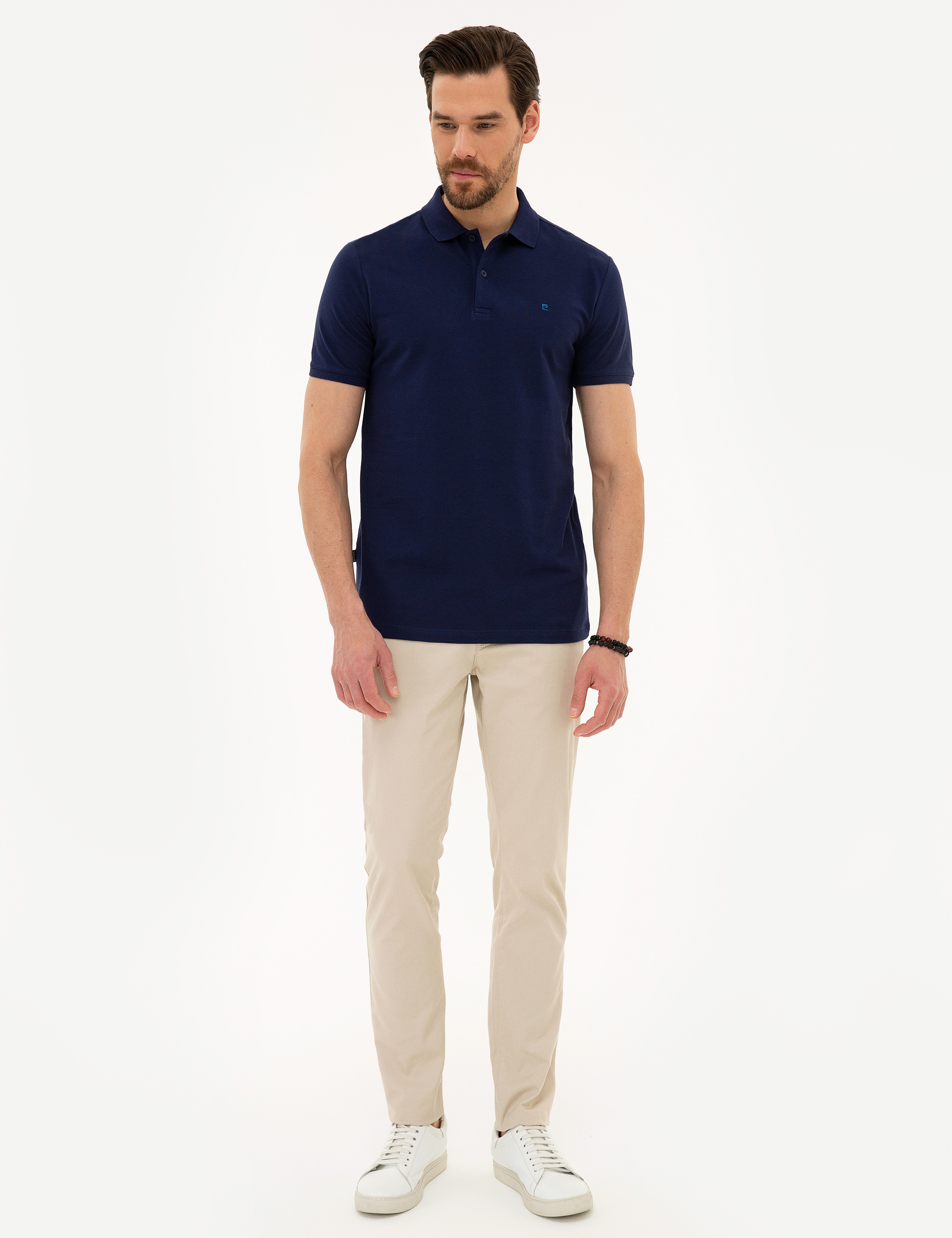 Lacivert Slim Fit Basic Polo Yaka T-Shirt - Image 4
